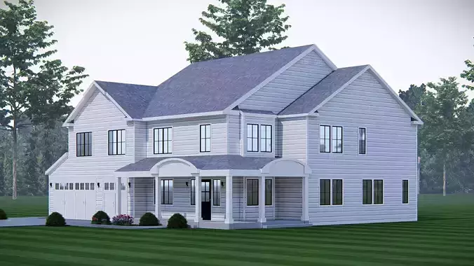 3D Model of Classic American House Exterior