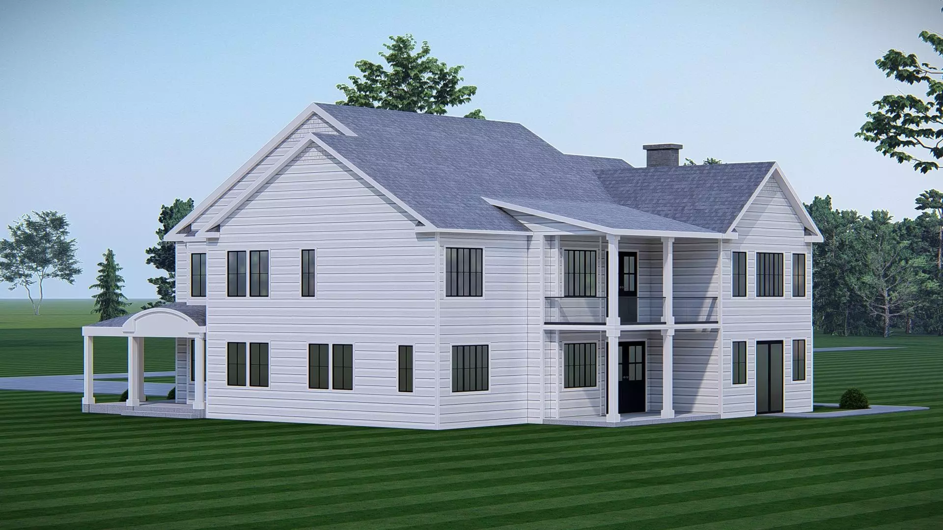 3D Model of Classic American House Exterior 3D model_1