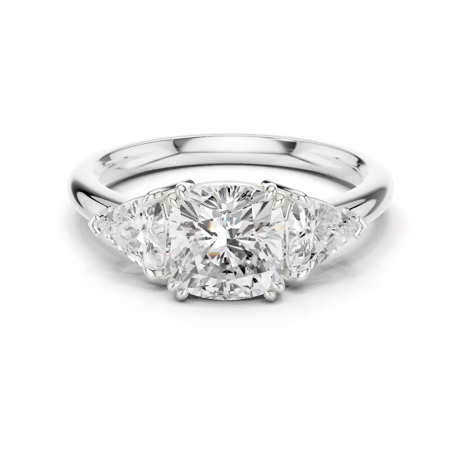 2Ct Cushion 30 Pointer Trillion Cut Three Stone Ring File Video 3D print model_2