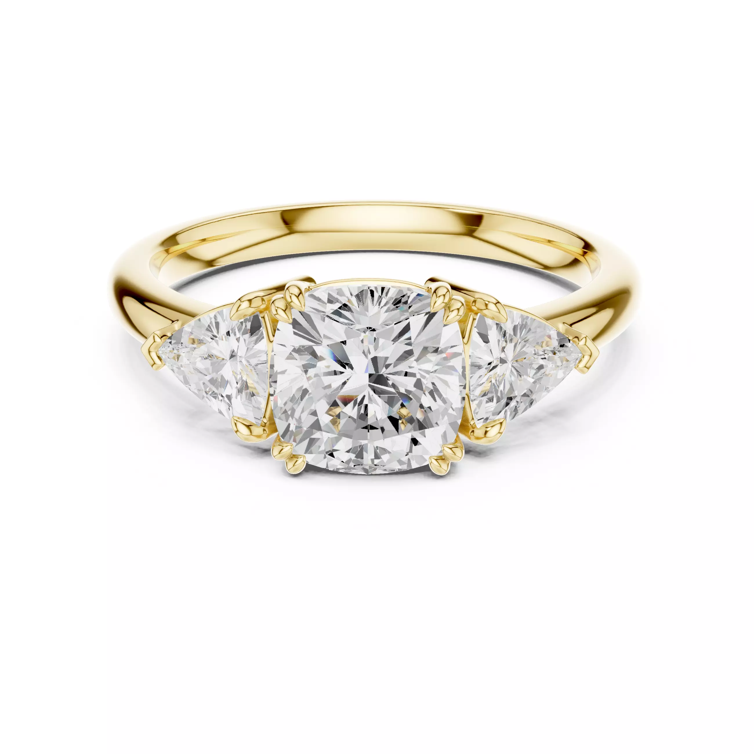 2Ct Cushion 30 Pointer Trillion Cut Three Stone Ring File Video 3D print model_10