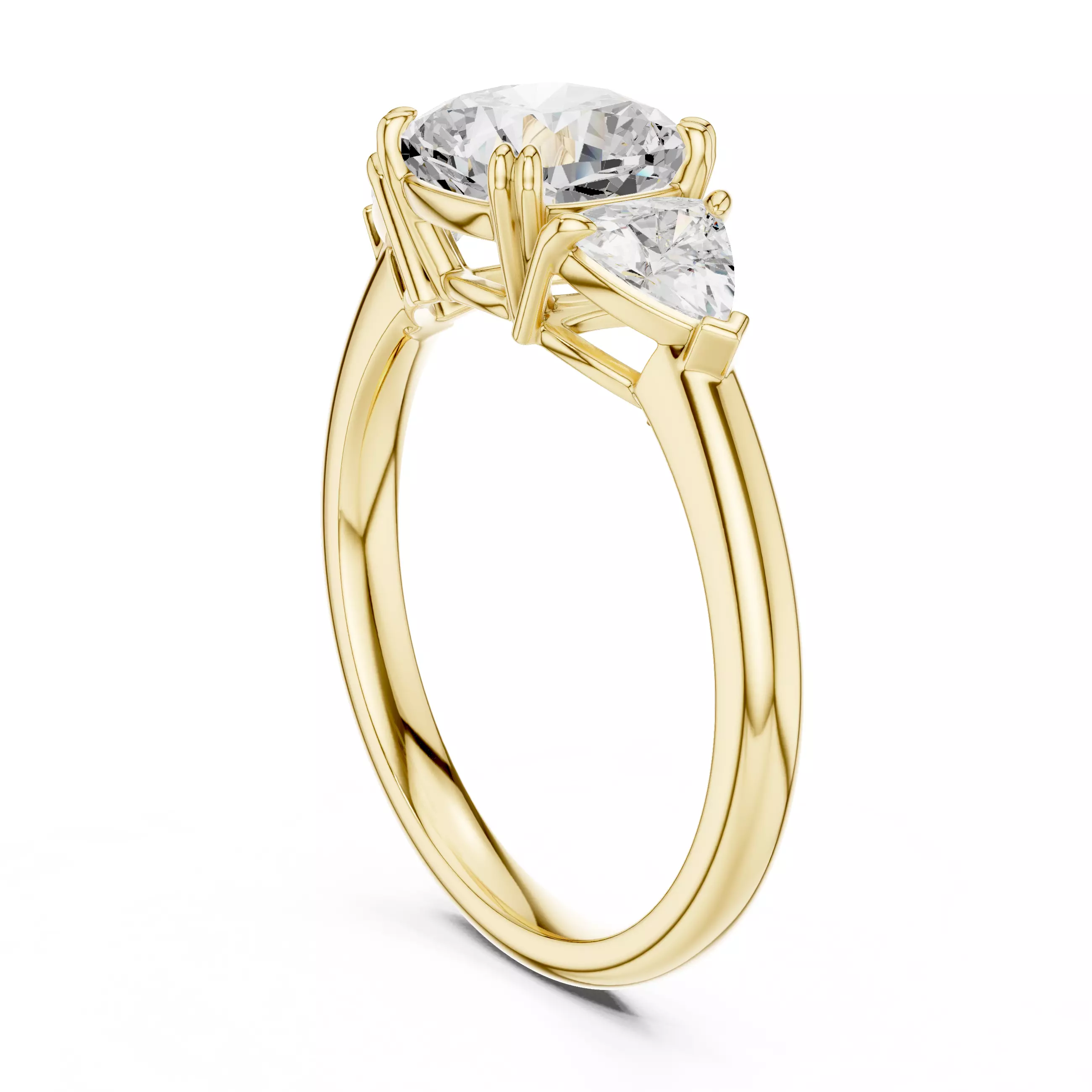 2Ct Cushion 30 Pointer Trillion Cut Three Stone Ring File Video 3D print model_7