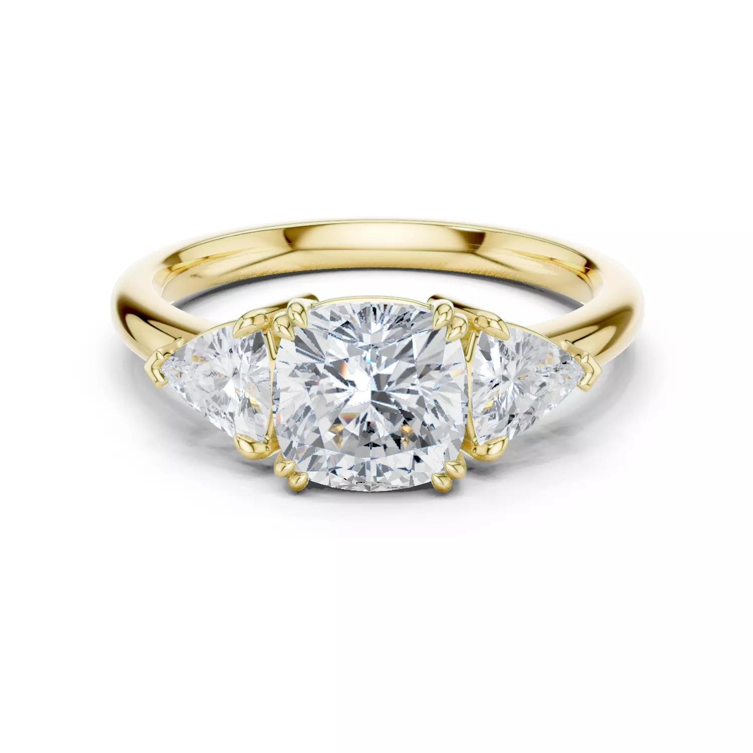 2Ct Cushion 30 Pointer Trillion Cut Three Stone Ring File Video 3D print model_1