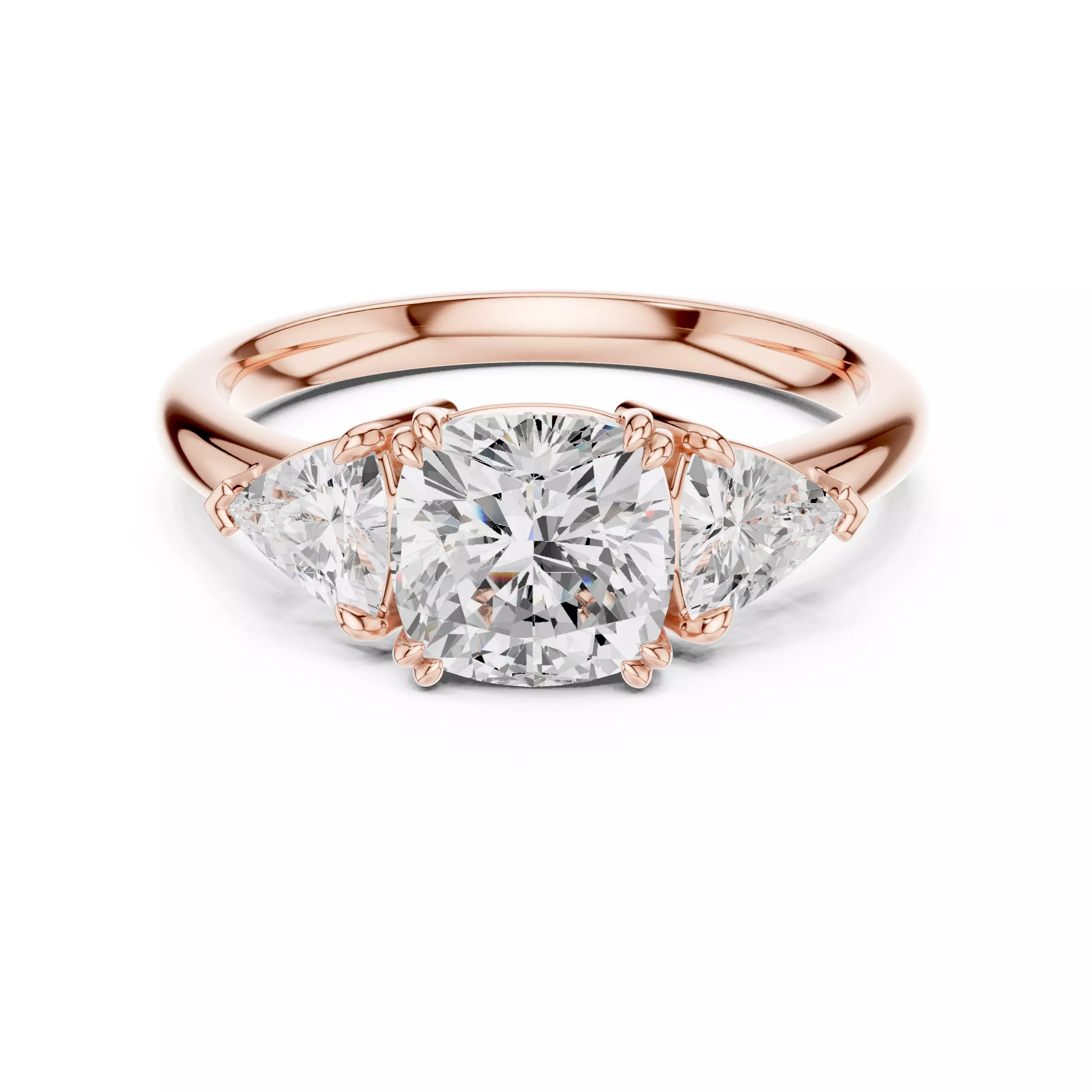 2Ct Cushion 30 Pointer Trillion Cut Three Stone Ring File Video 3D print model_6