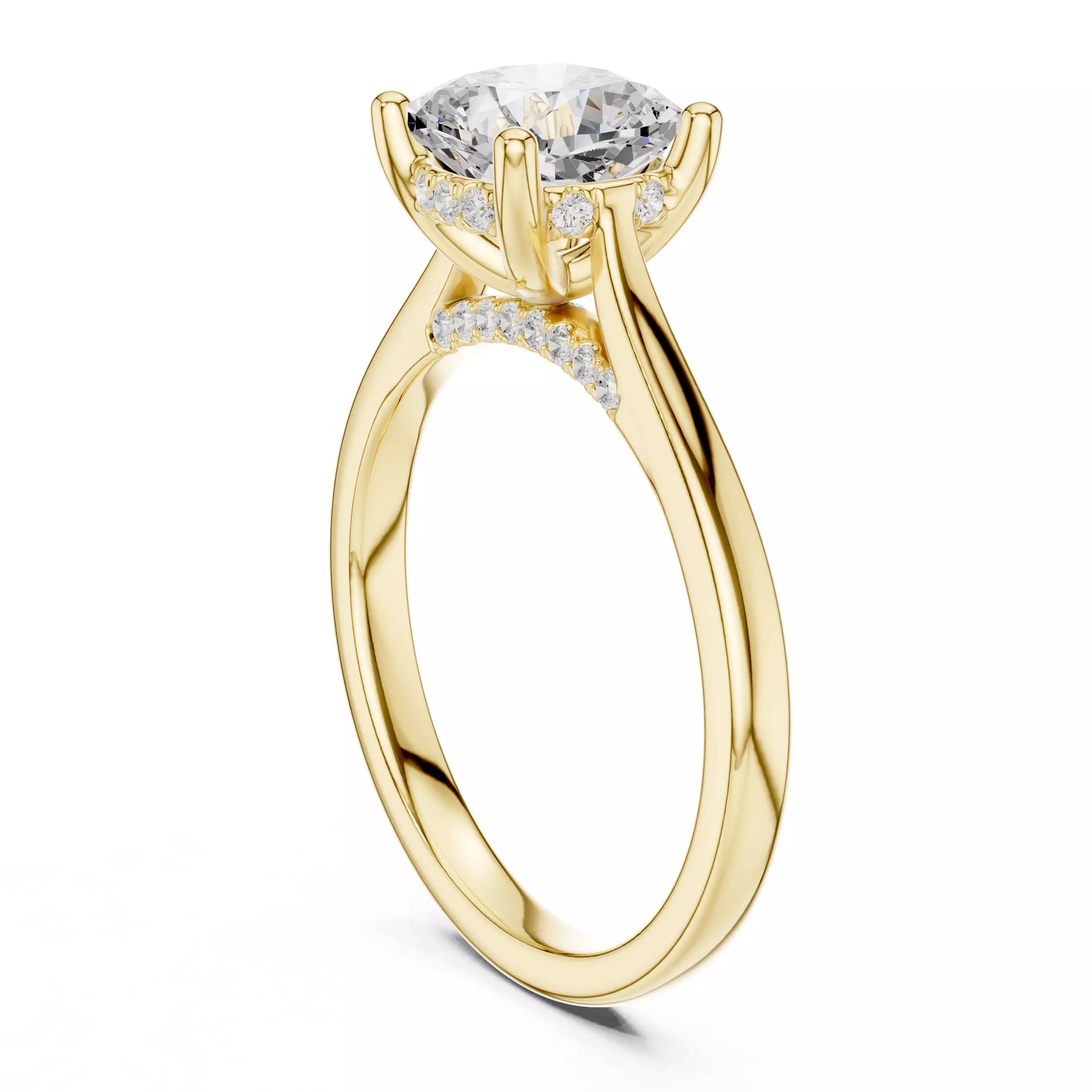 2CT Cushion Diamond Hidden Halo Wedding Ring 3DM STL Video 3D print model_7