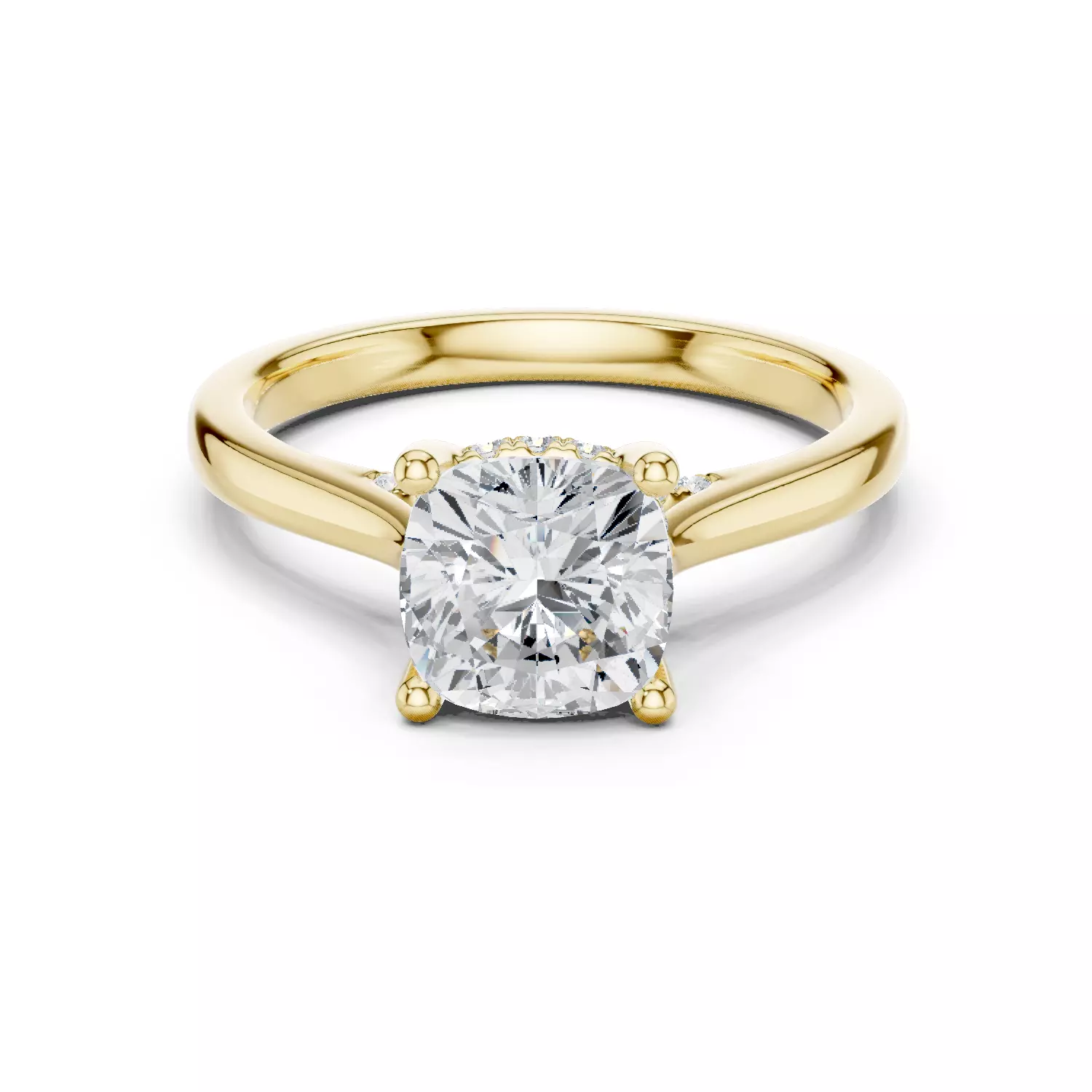 2CT Cushion Diamond Hidden Halo Wedding Ring 3DM STL Video 3D print model_1