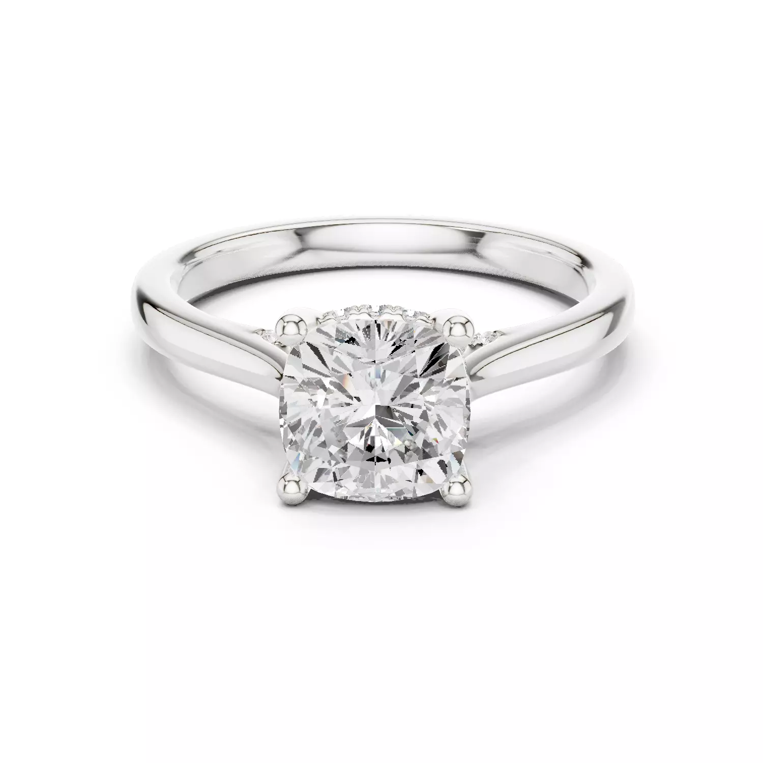 2CT Cushion Diamond Hidden Halo Wedding Ring 3DM STL Video 3D print model_2