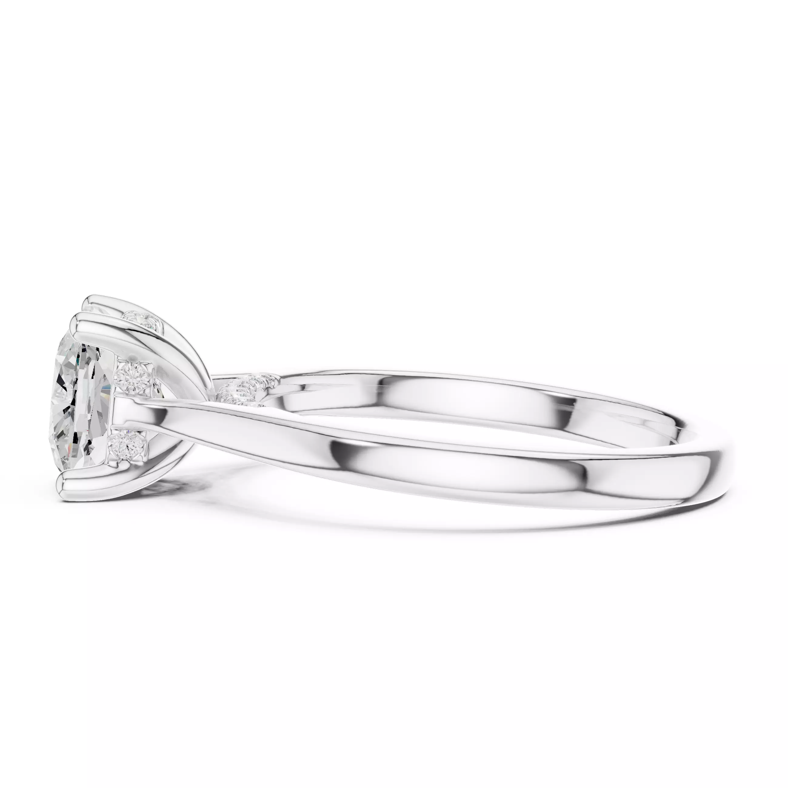 2CT Cushion Diamond Hidden Halo Wedding Ring 3DM STL Video 3D print model_13