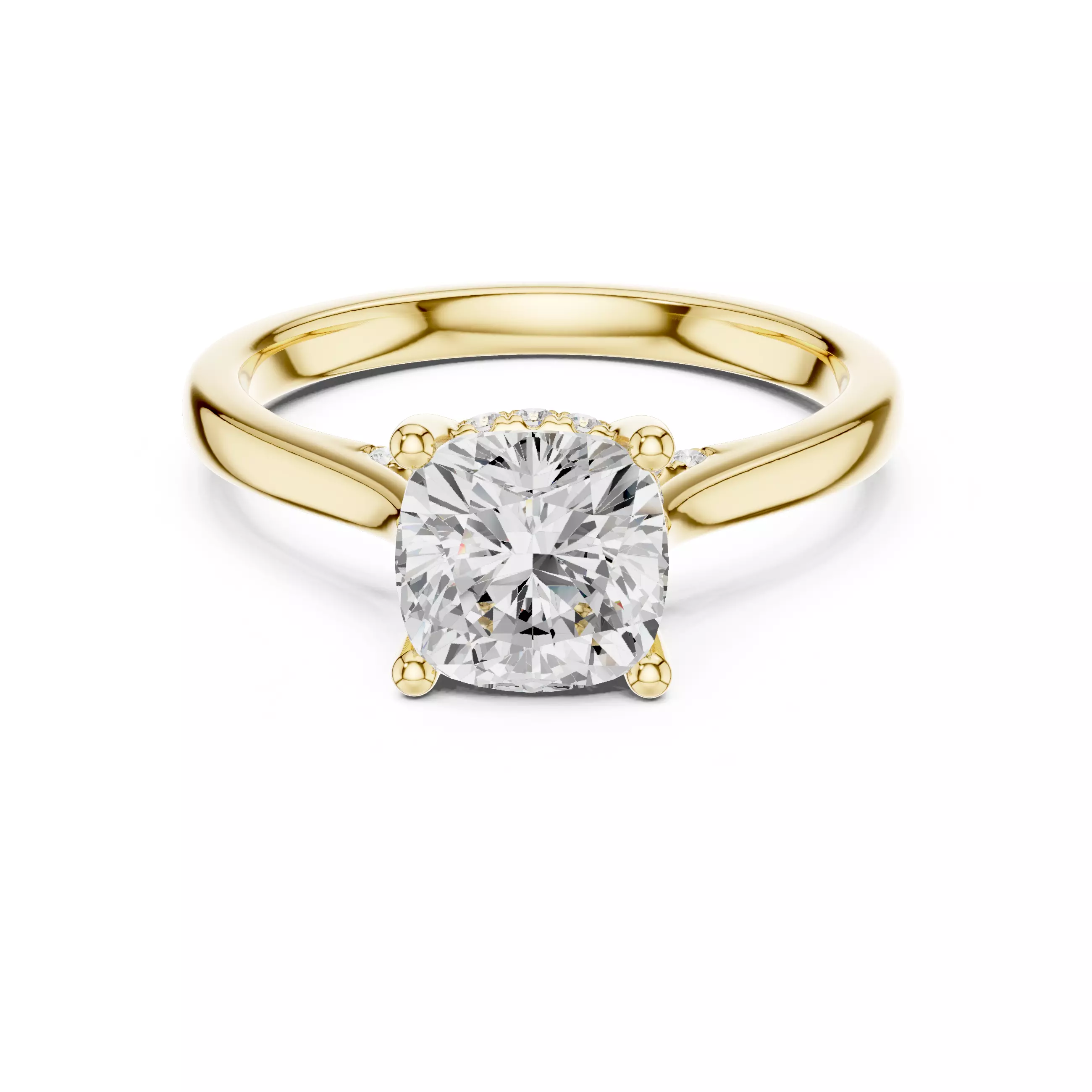 2CT Cushion Diamond Hidden Halo Wedding Ring 3DM STL Video 3D print model_10