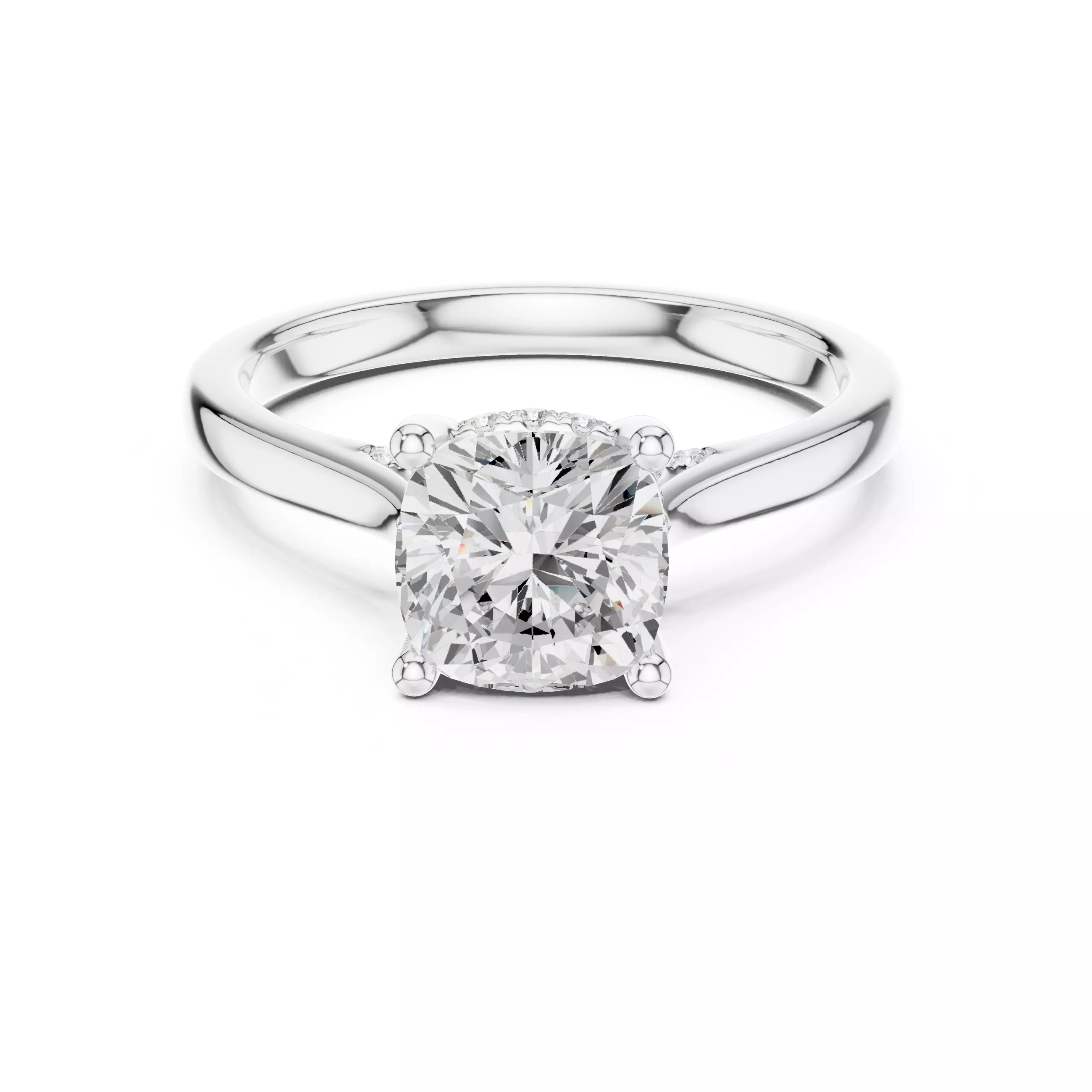 2CT Cushion Diamond Hidden Halo Wedding Ring 3DM STL Video 3D print model_14