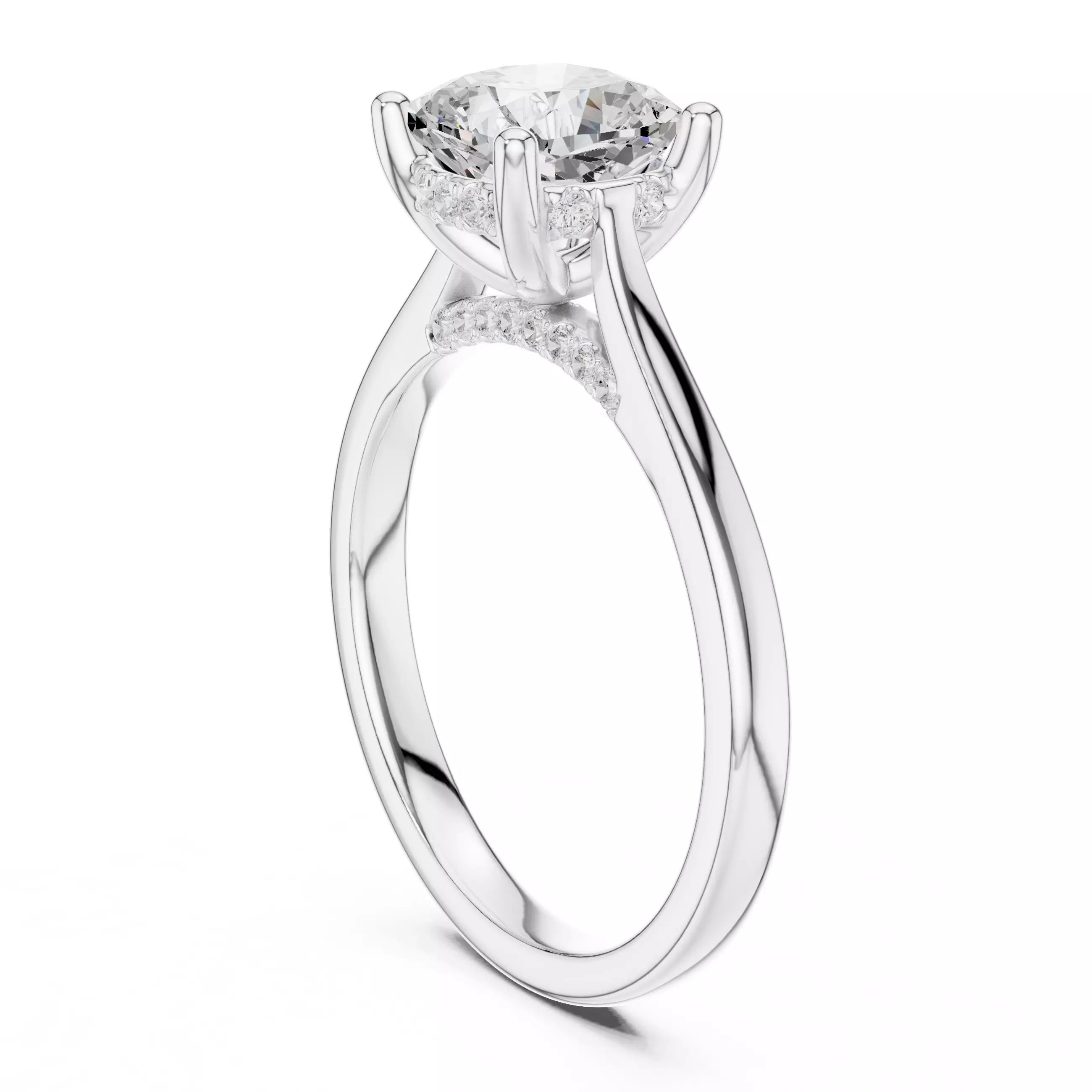 2CT Cushion Diamond Hidden Halo Wedding Ring 3DM STL Video 3D print model_11