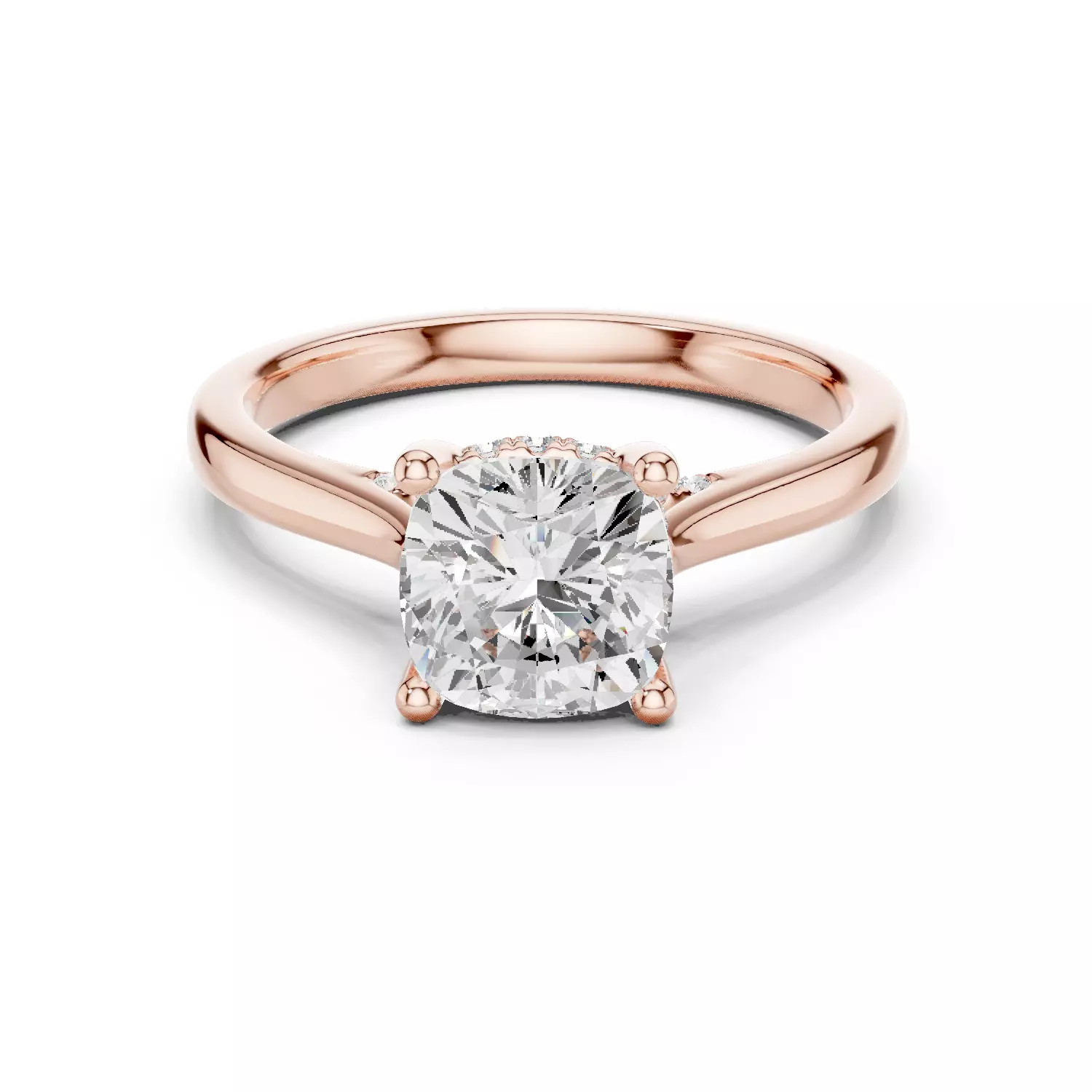 2CT Cushion Diamond Hidden Halo Wedding Ring 3DM STL Video 3D print model_0