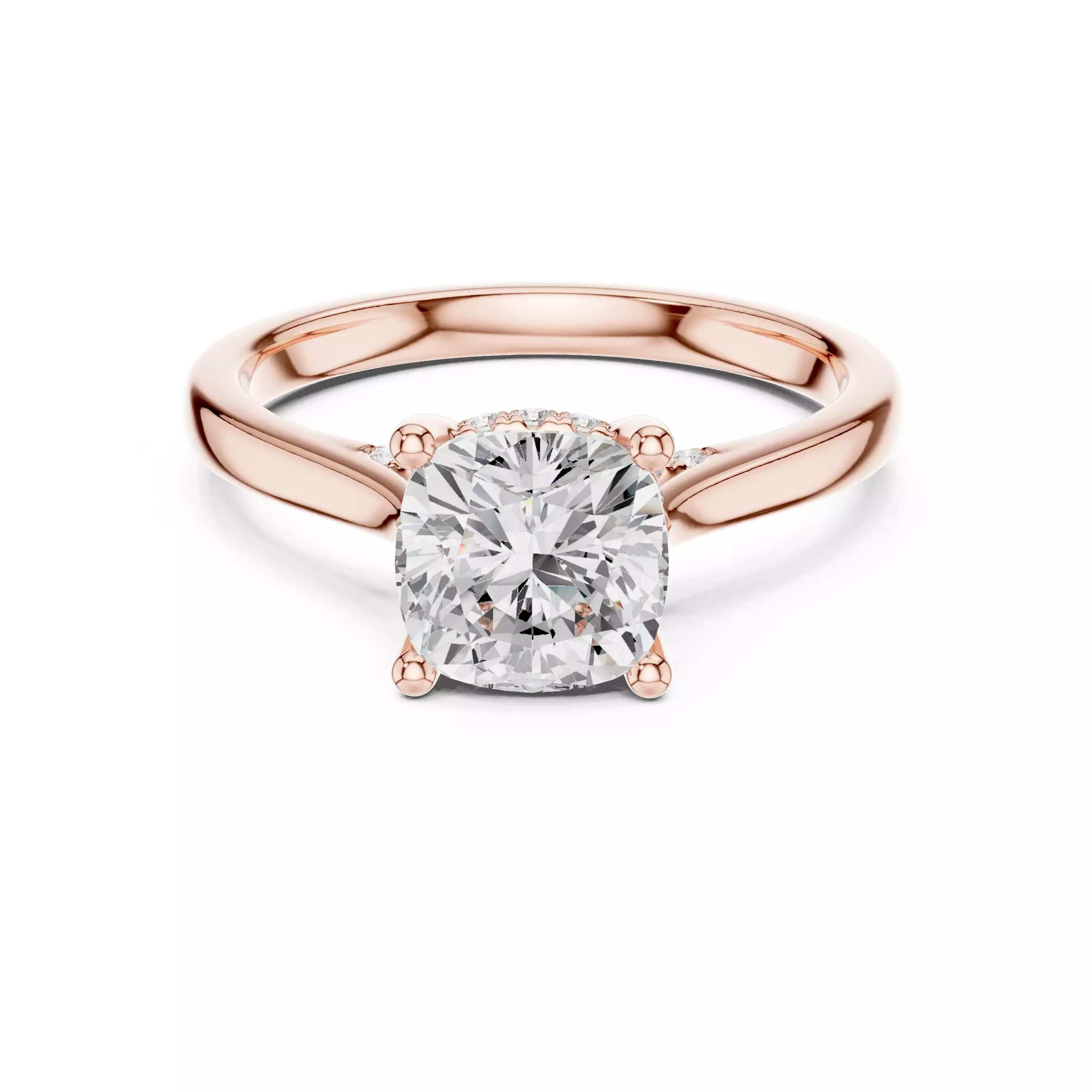 2CT Cushion Diamond Hidden Halo Wedding Ring 3DM STL Video 3D print model_6