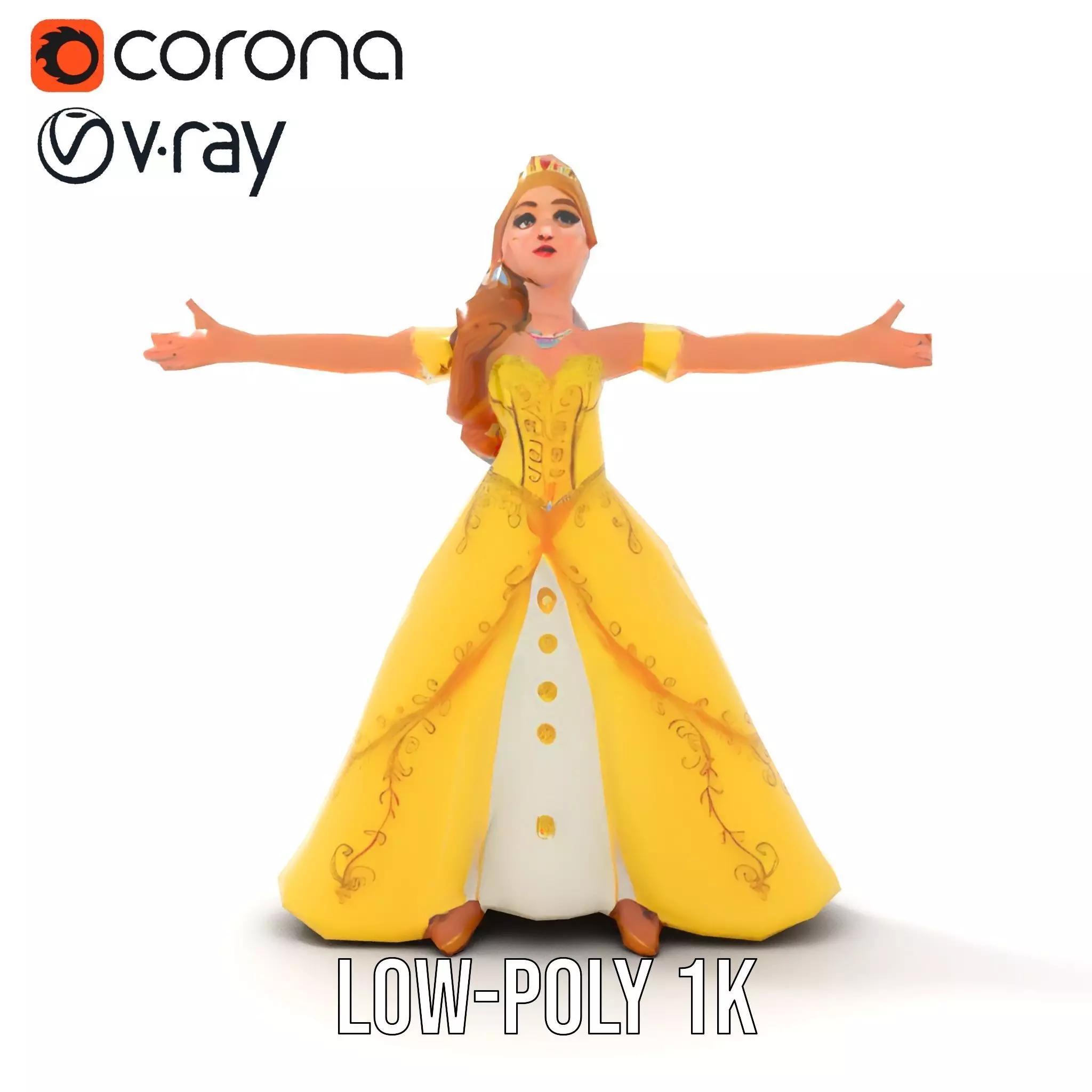 Elegant Princess Character model pack Low-poly 3D model_12