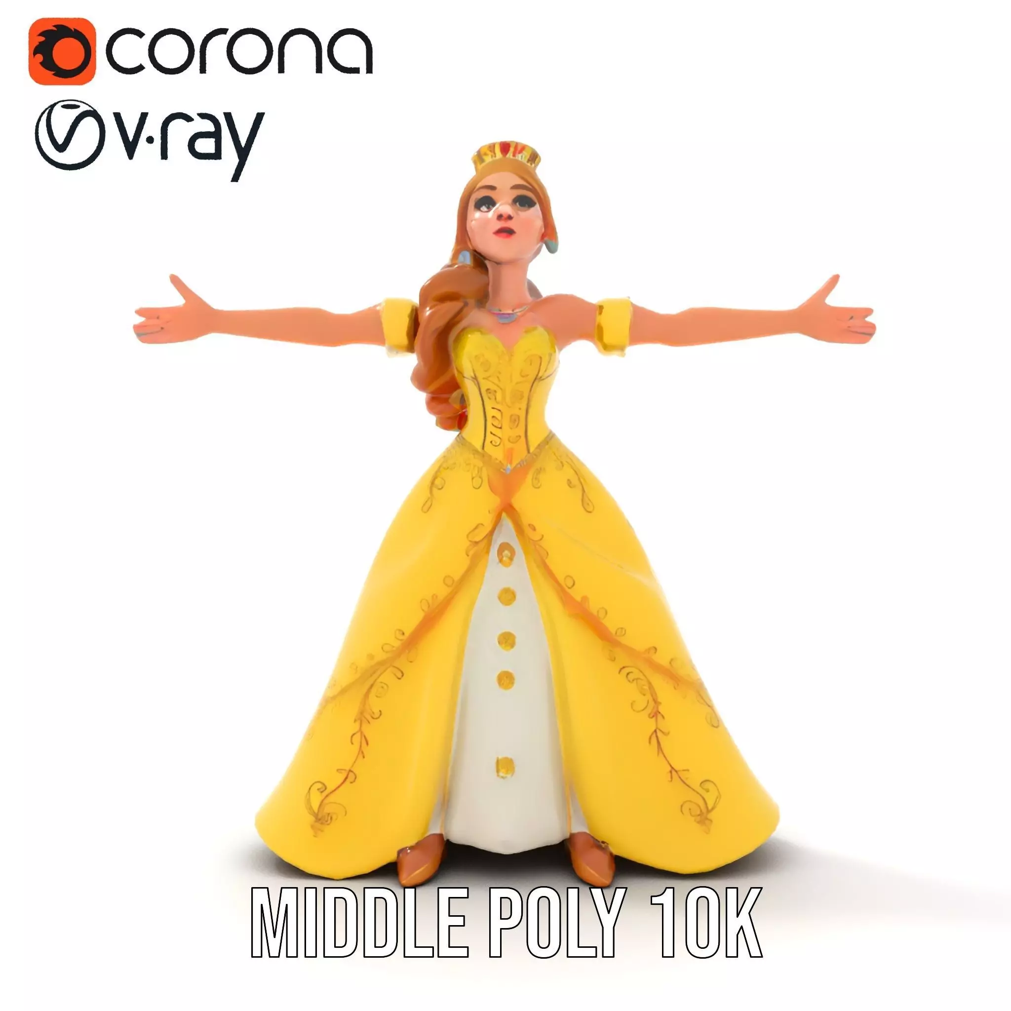 Elegant Princess Character model pack Low-poly 3D model_19