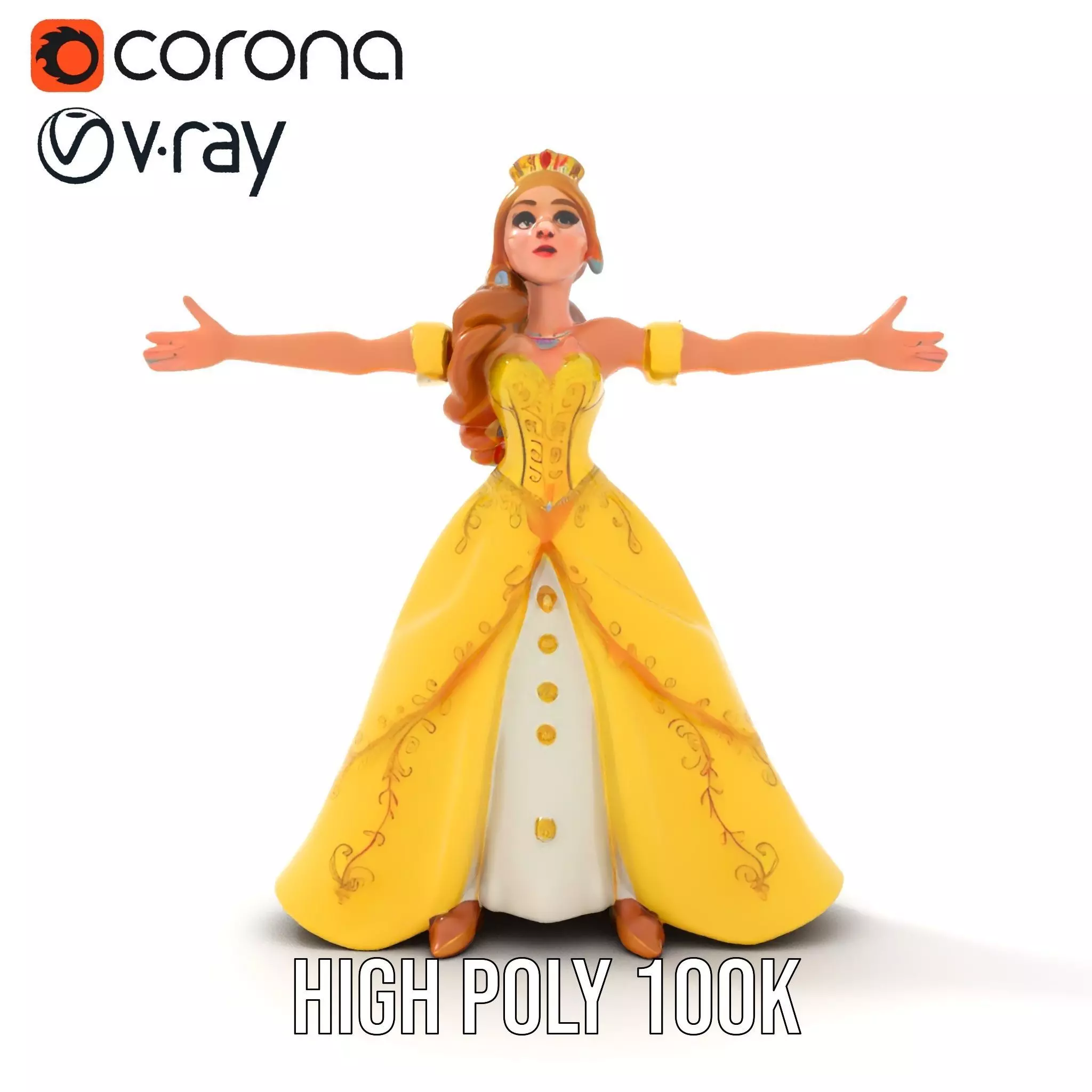 Elegant Princess Character model pack Low-poly 3D model_10