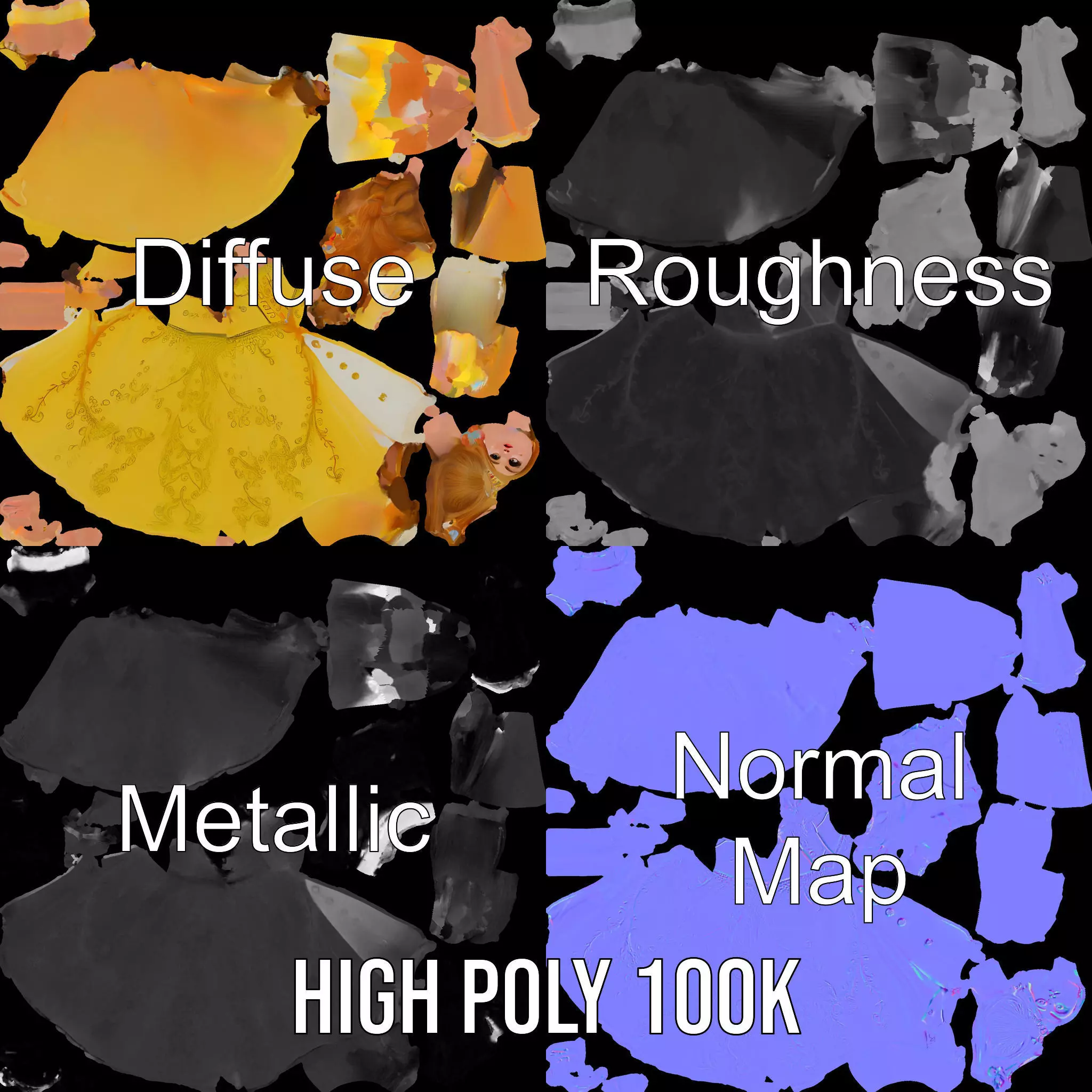 Elegant Princess Character model pack Low-poly 3D model_4