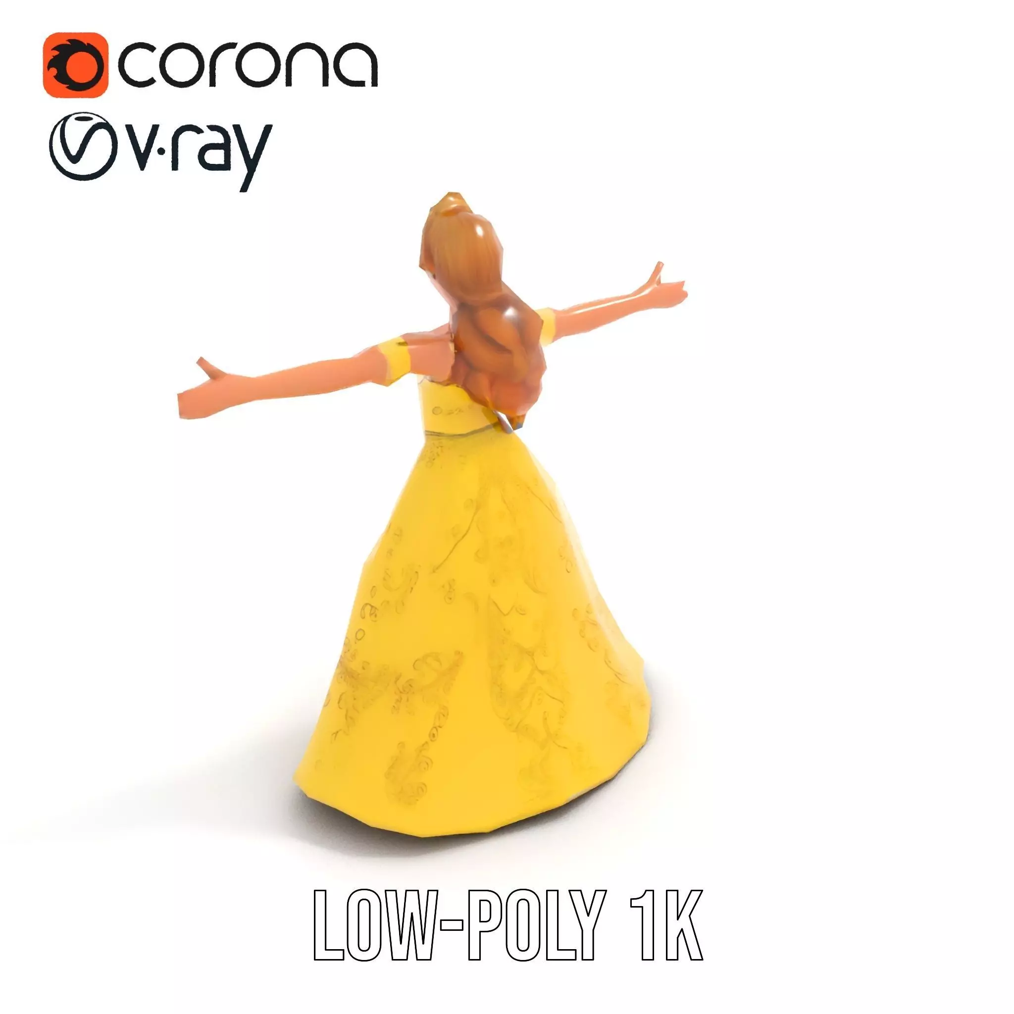 Elegant Princess Character model pack Low-poly 3D model_9