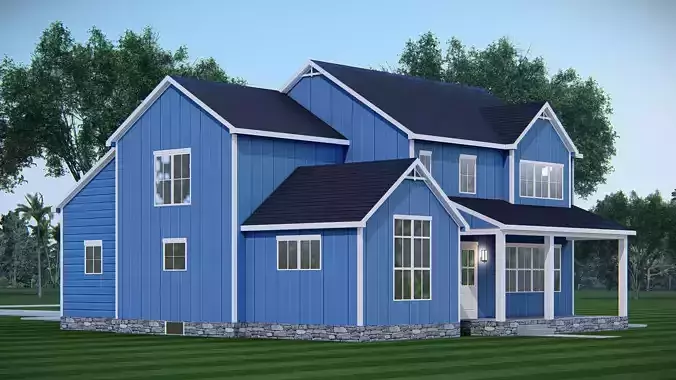 Traditional American Home Architectural Visualization 3D model