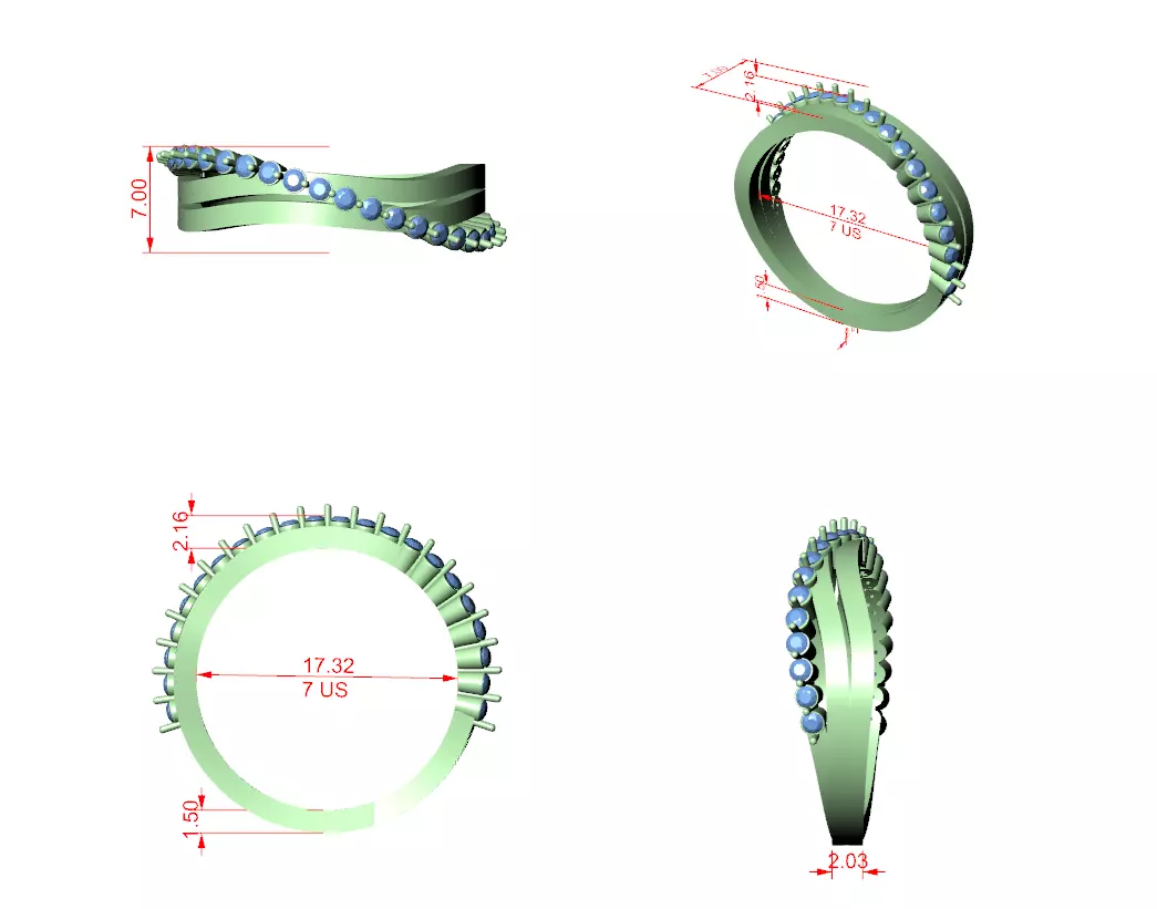 Bubble Prong Round Diamond Curve Wedding Band 3DM STL Video 3D print model_0