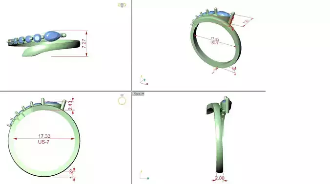 Pear and Round Diamond Engagement Wedding Ring 3DM STL Video