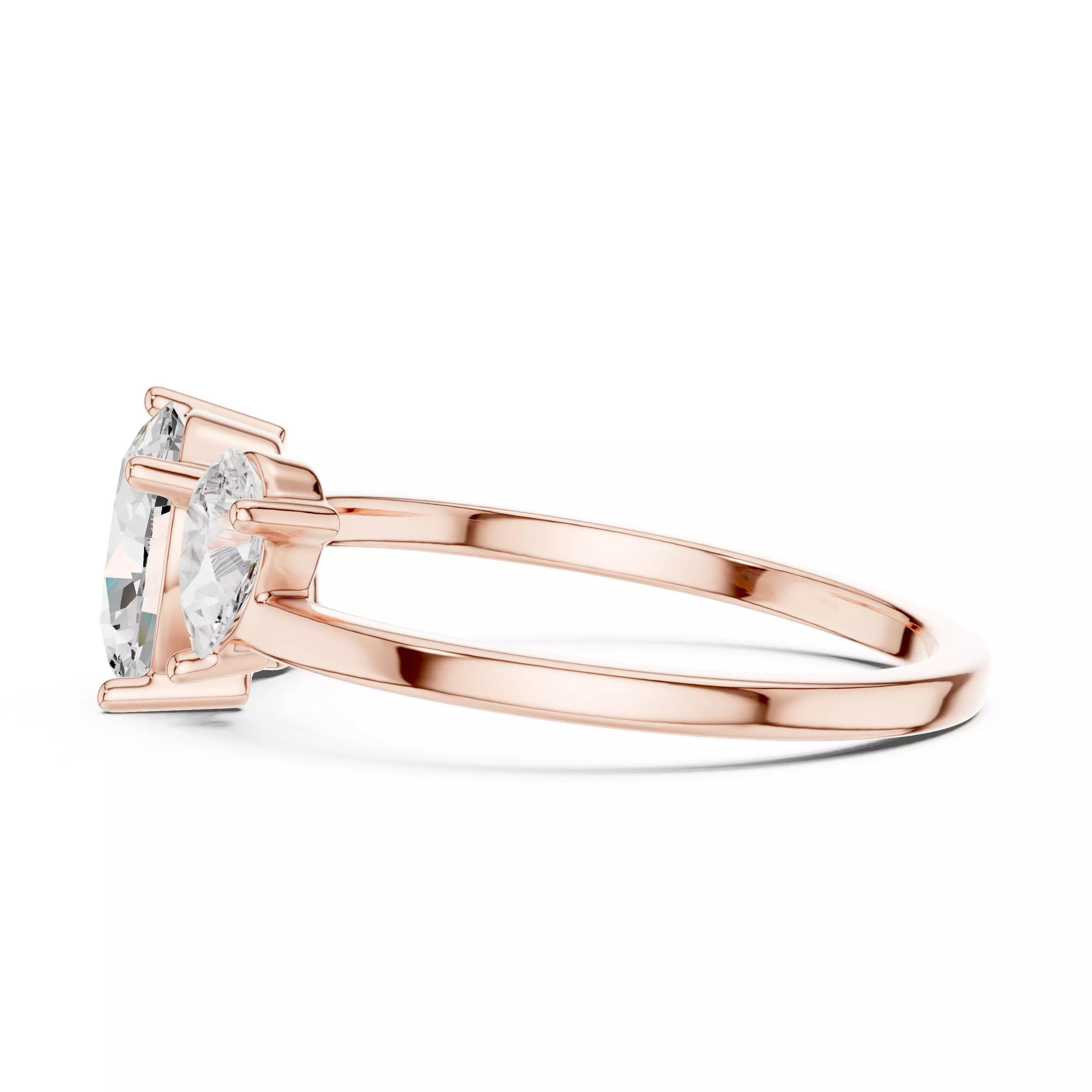 Three Stone Oval and Pear Cut Engagement Ring 3DM STL Video 3D print model_5