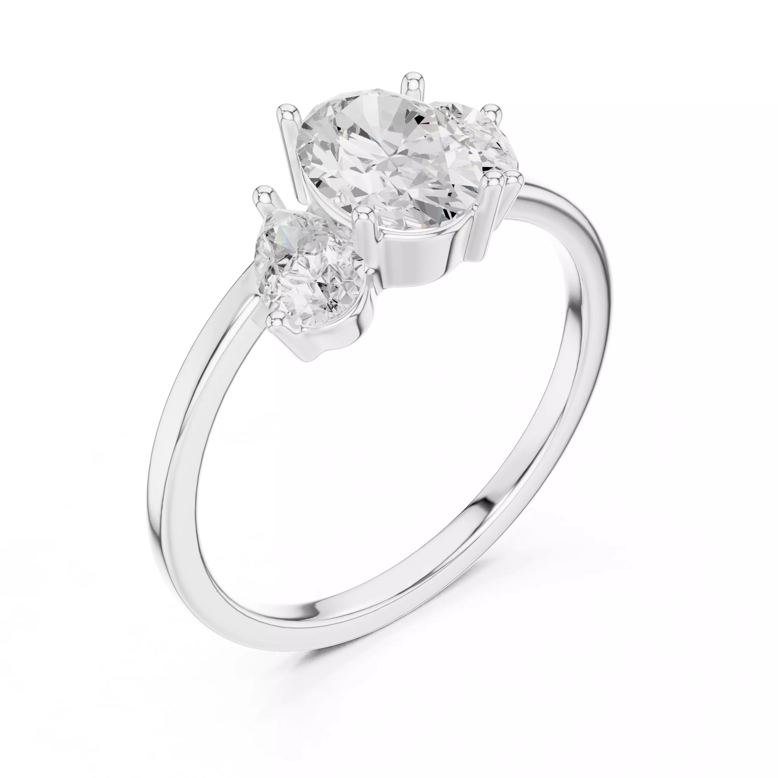 Three Stone Oval and Pear Cut Engagement Ring 3DM STL Video 3D print model_10