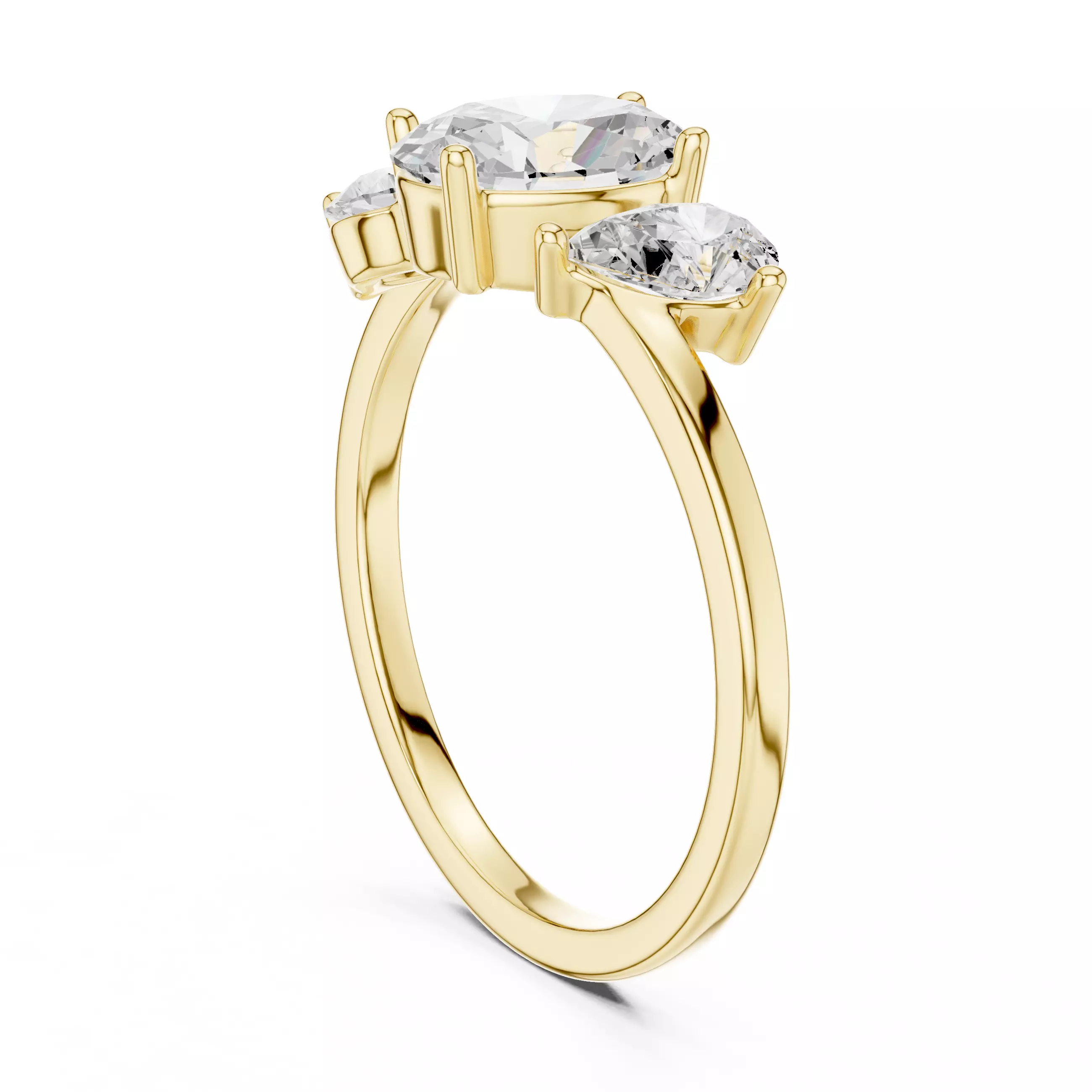 Three Stone Oval and Pear Cut Engagement Ring 3DM STL Video 3D print model_6