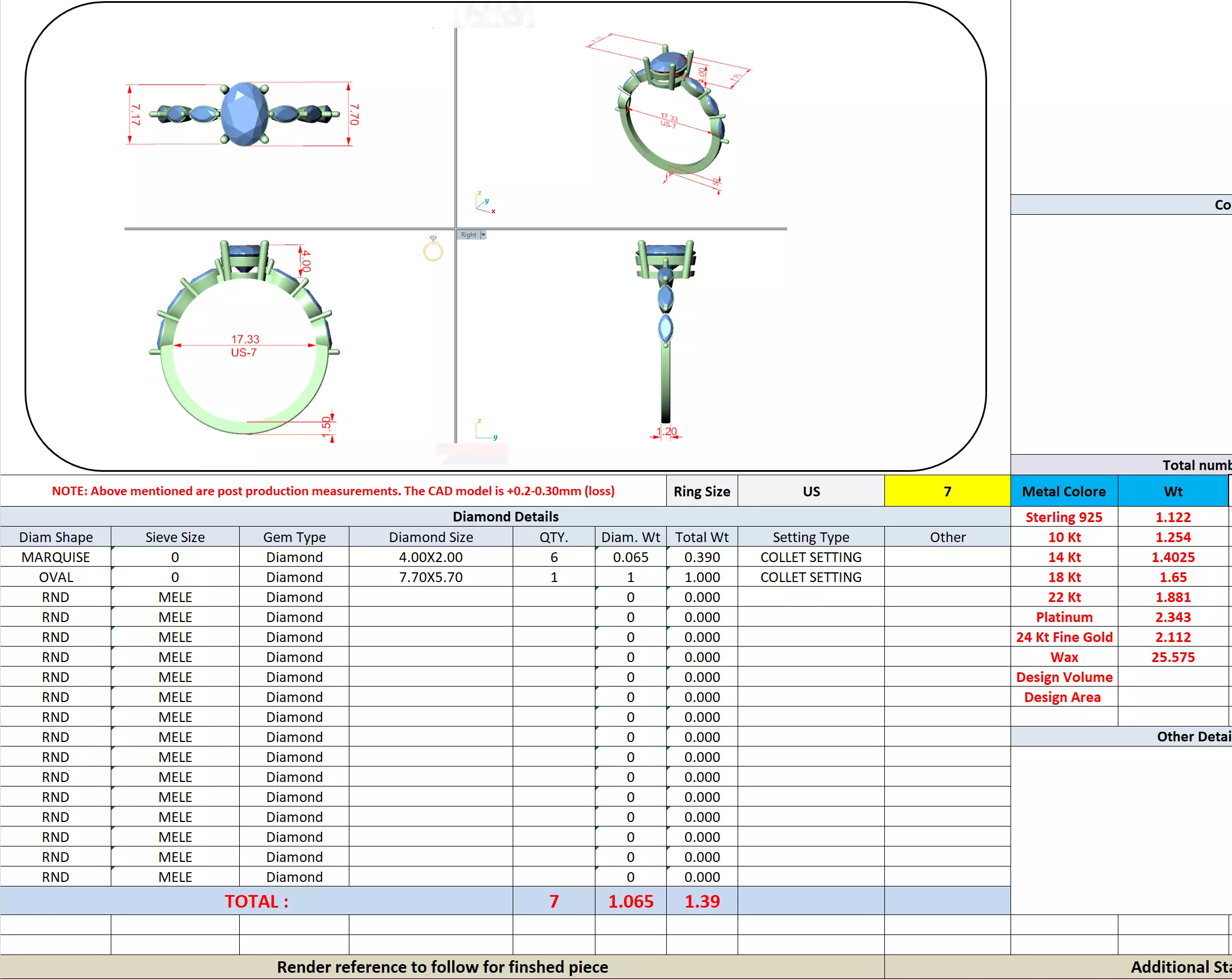 1CT Oval Cut with Side Marquise Engagement Ring 3DM STL Video 3D print model_13