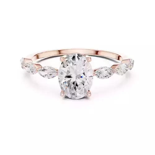 1CT Oval Cut with Side Marquise Engagement Ring 3DM STL Video 3D print model