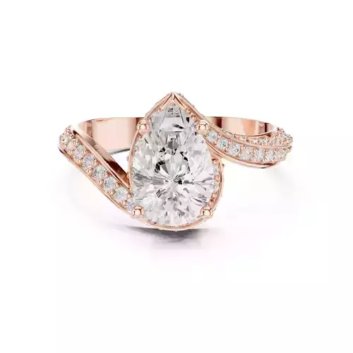 Pear Diamond Bypass Shank Engagement Ring 3DM STL Video 3D print model