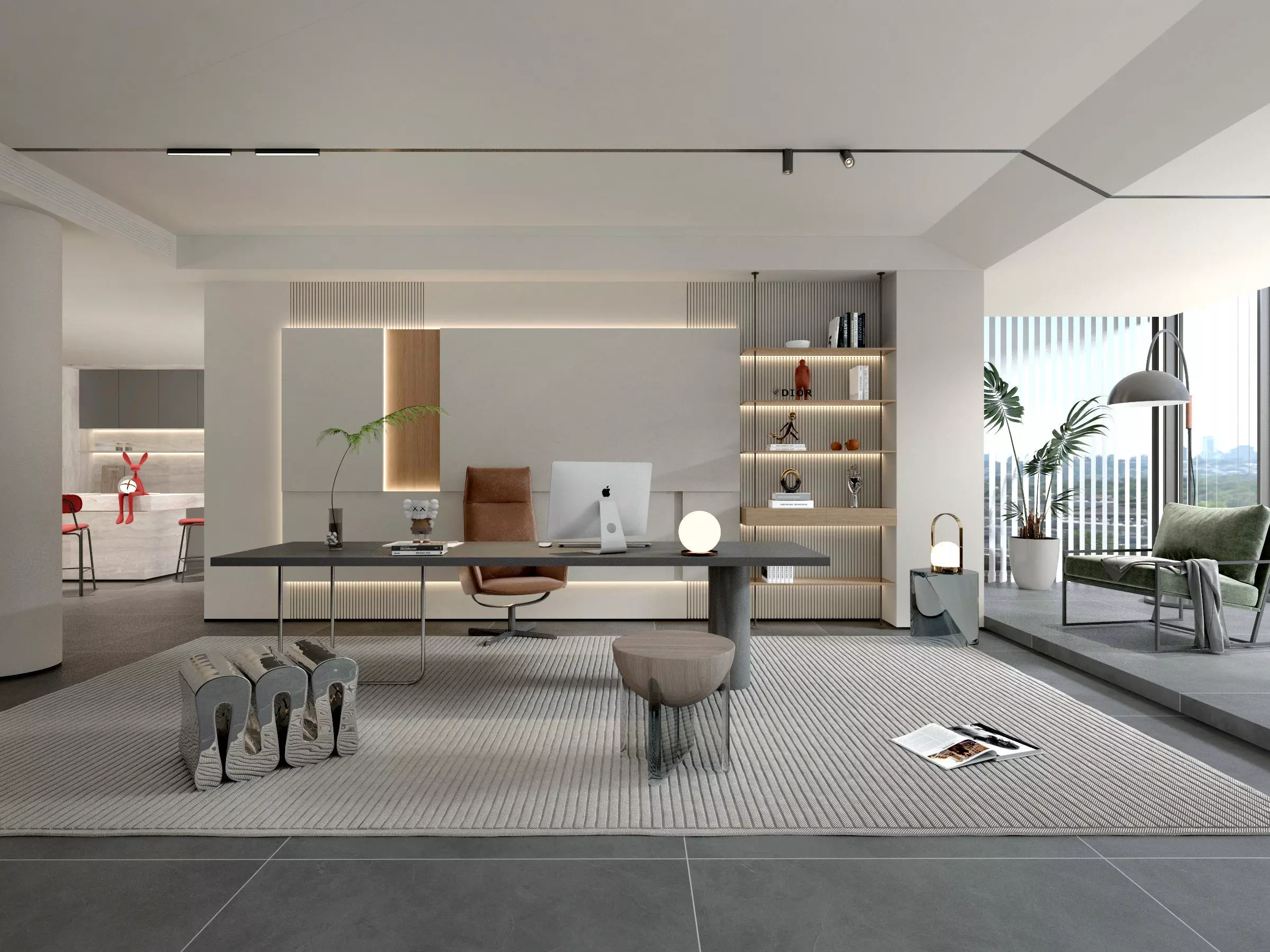 Study office Low-poly 3D model