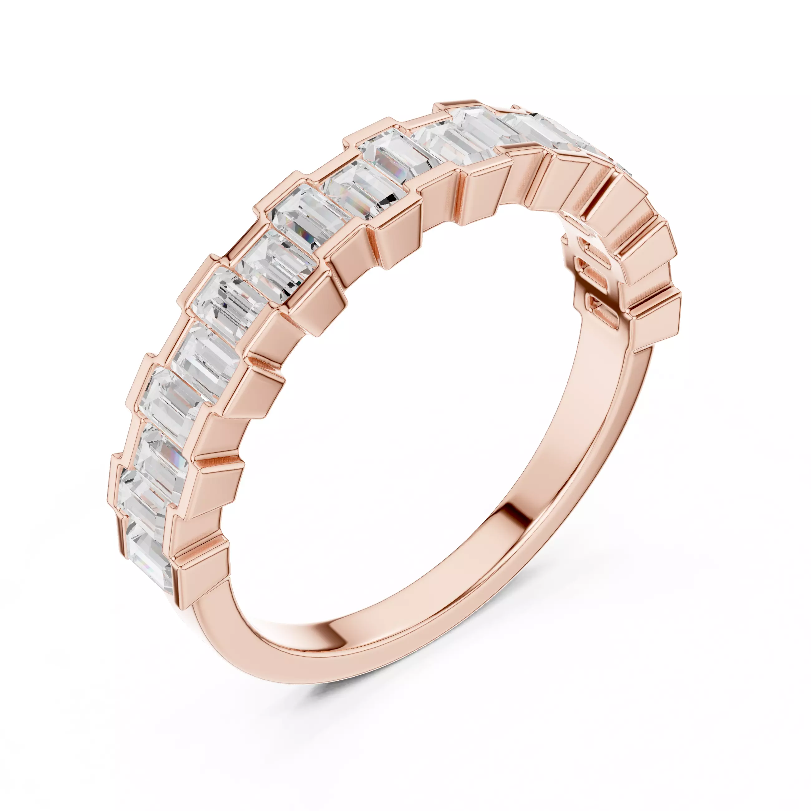 Bar Set Up and Down Baguette Cut Wedding Band 3DM STL Video 3D print model_4