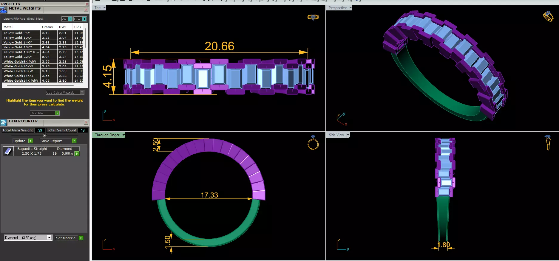 Bar Set Up and Down Baguette Cut Wedding Band 3DM STL Video 3D print model_12