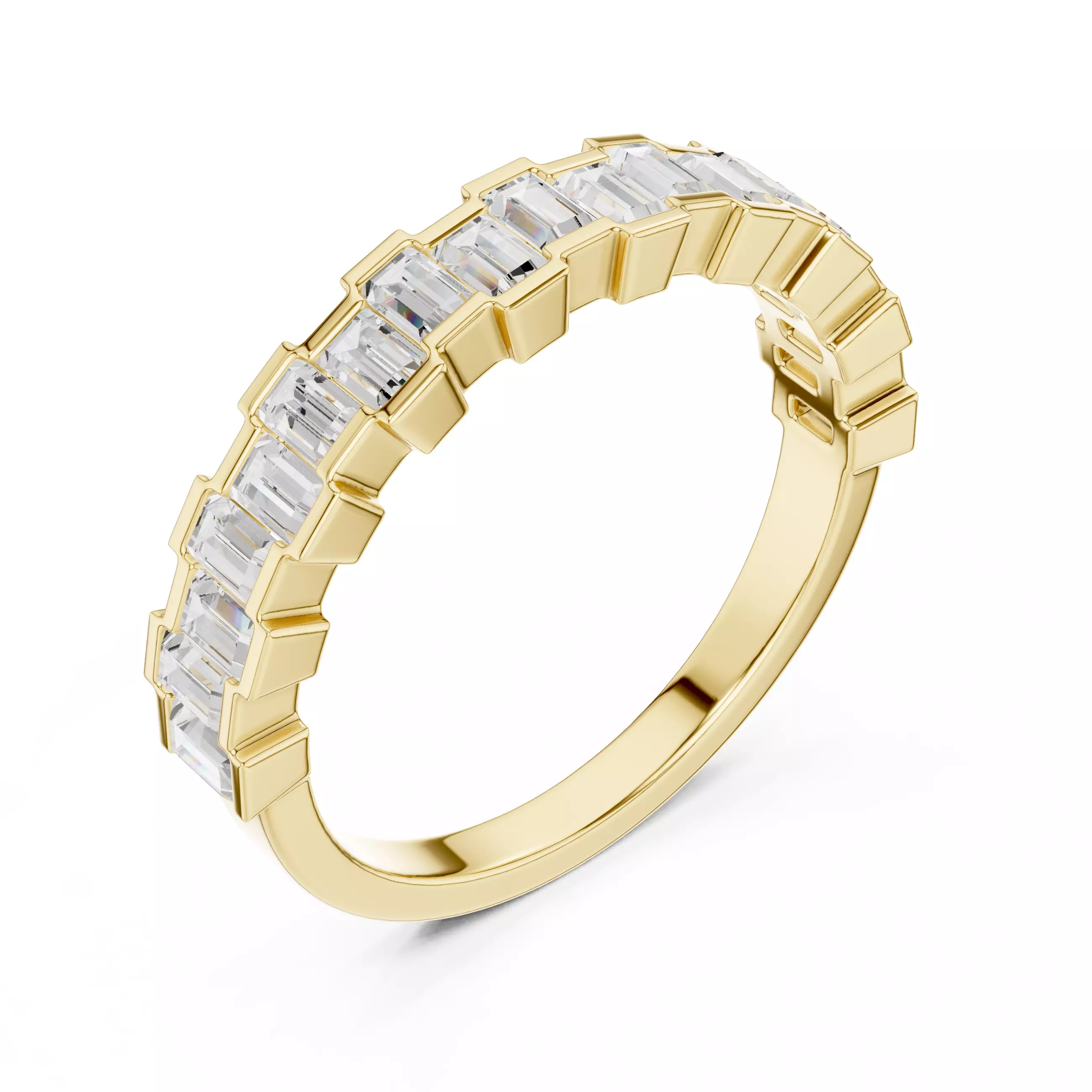 Bar Set Up and Down Baguette Cut Wedding Band 3DM STL Video 3D print model_7