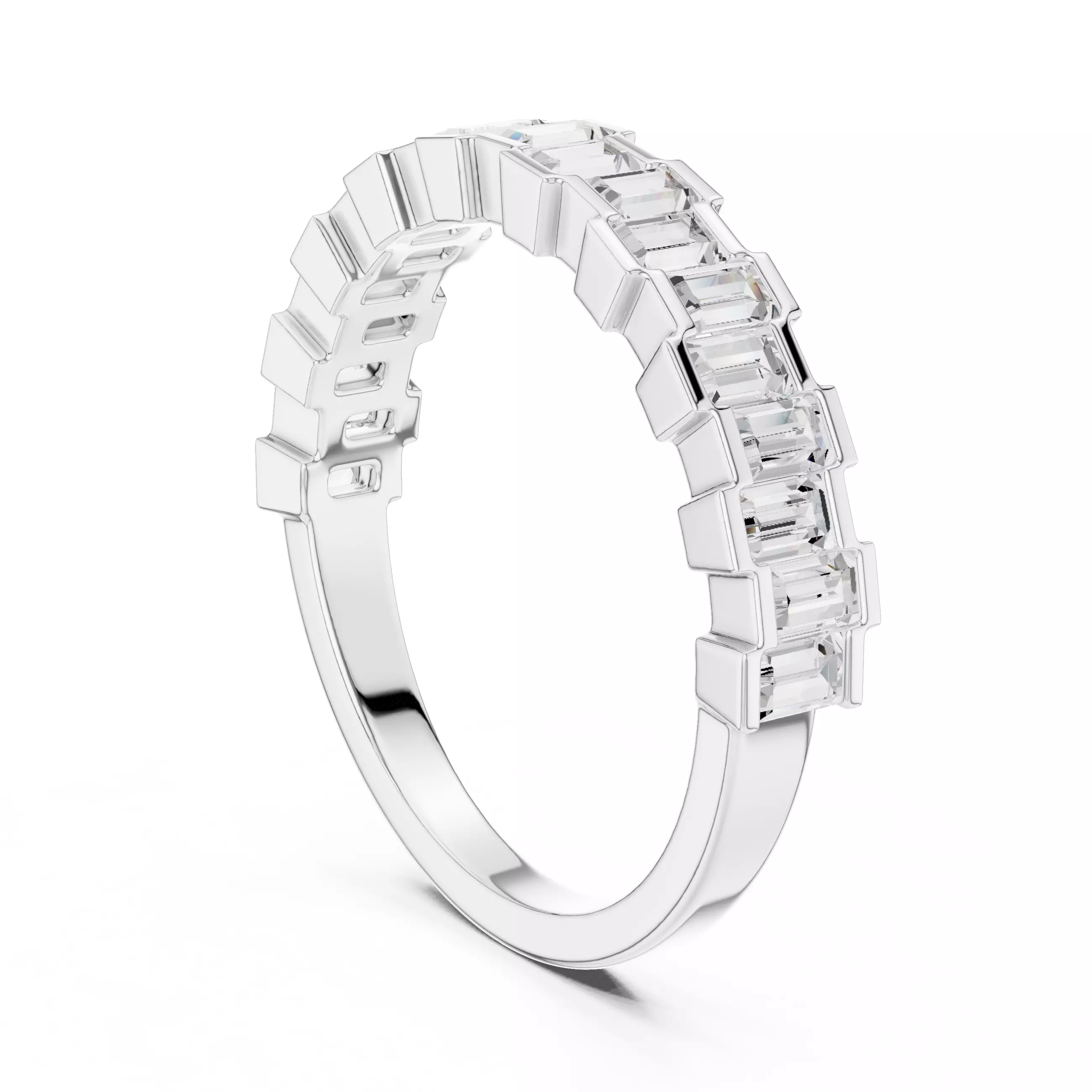 Bar Set Up and Down Baguette Cut Wedding Band 3DM STL Video 3D print model_9