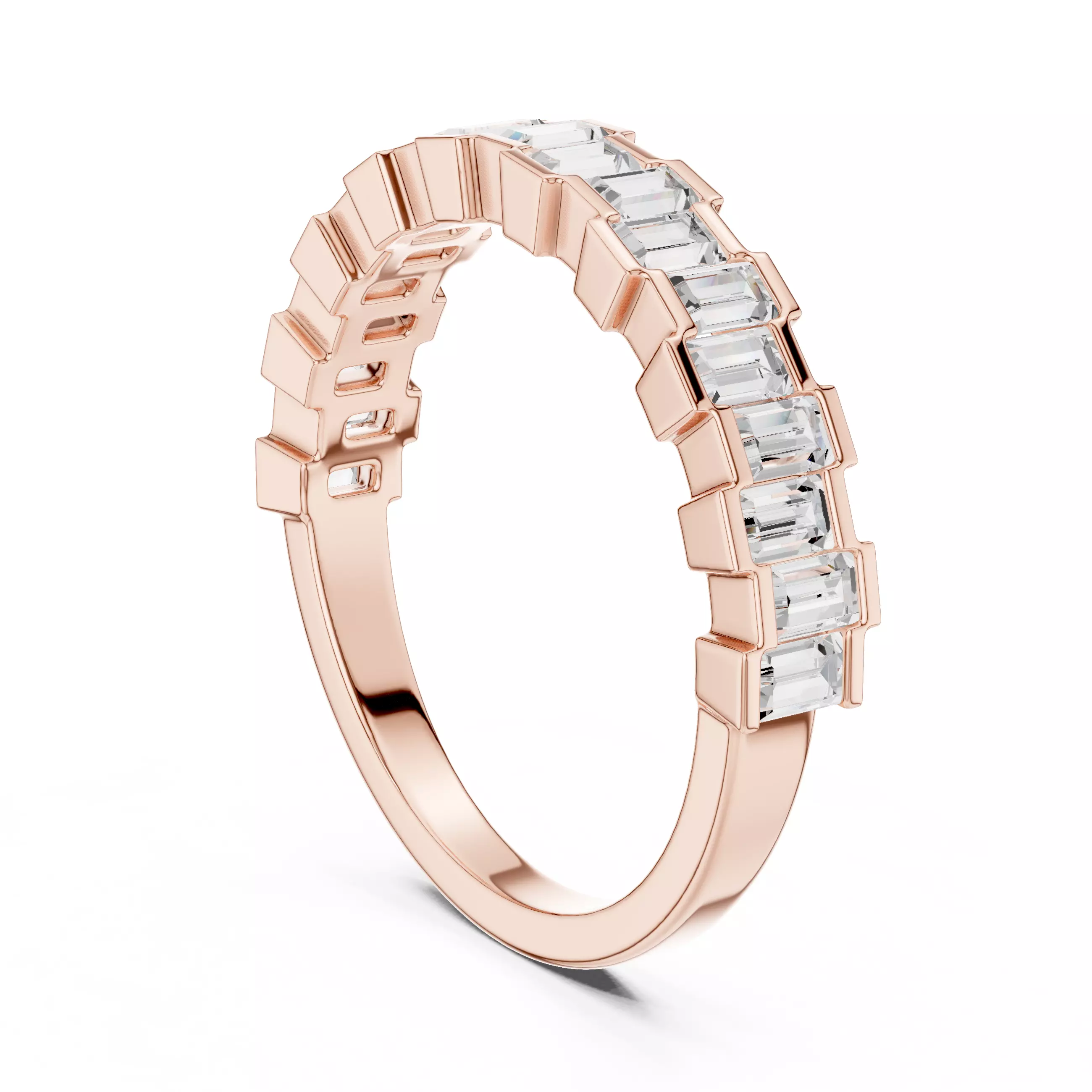 Bar Set Up and Down Baguette Cut Wedding Band 3DM STL Video 3D print model_3