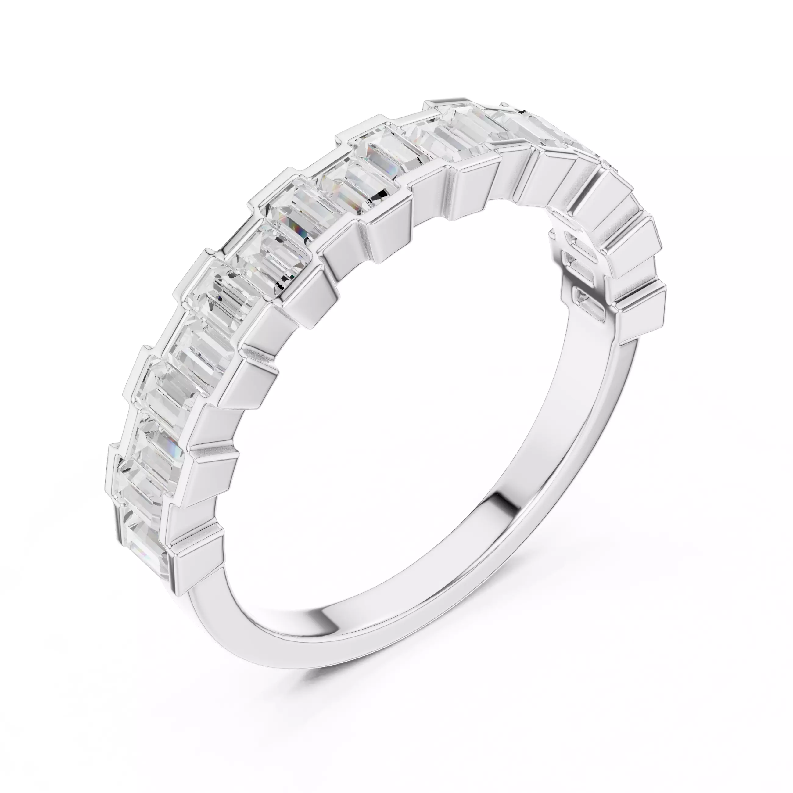 Bar Set Up and Down Baguette Cut Wedding Band 3DM STL Video 3D print model_10