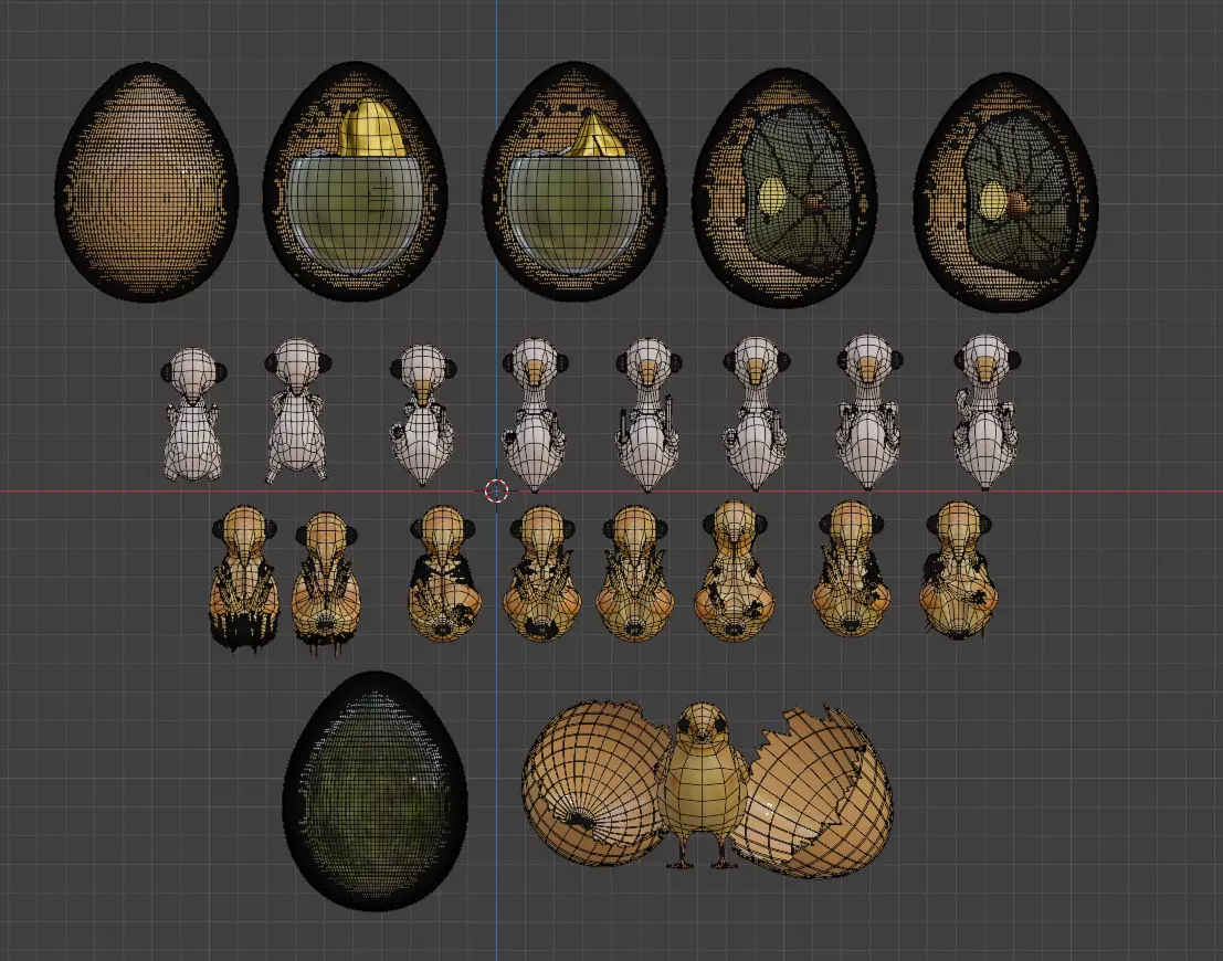 Chicken Egg Develipment Charecters 1-22 Day Low-poly 3D model Low-poly 3D model_0