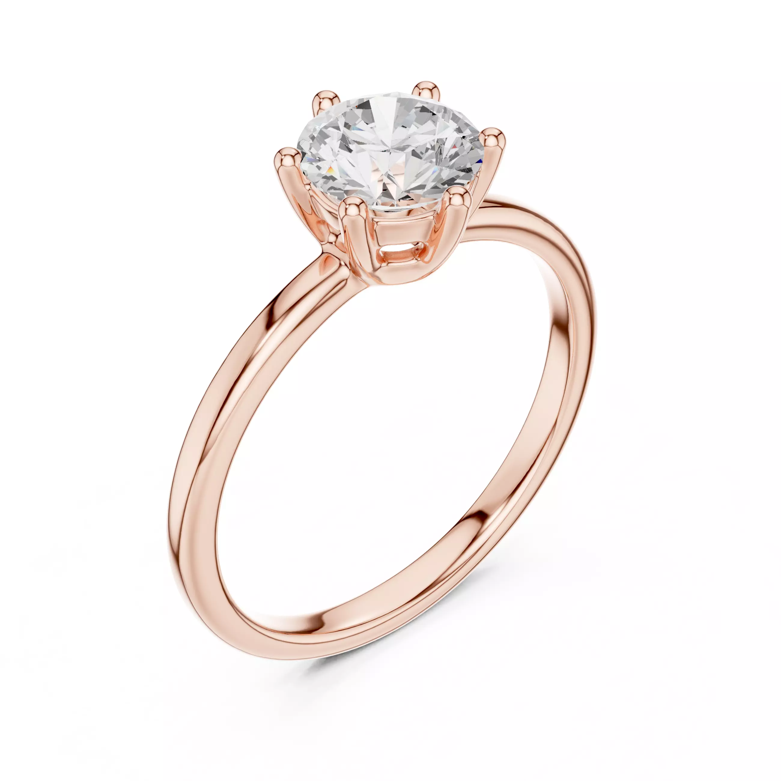 1Ct Solitaire Round Diamond Engagement Ring 3DM STL Video 3D print model_4