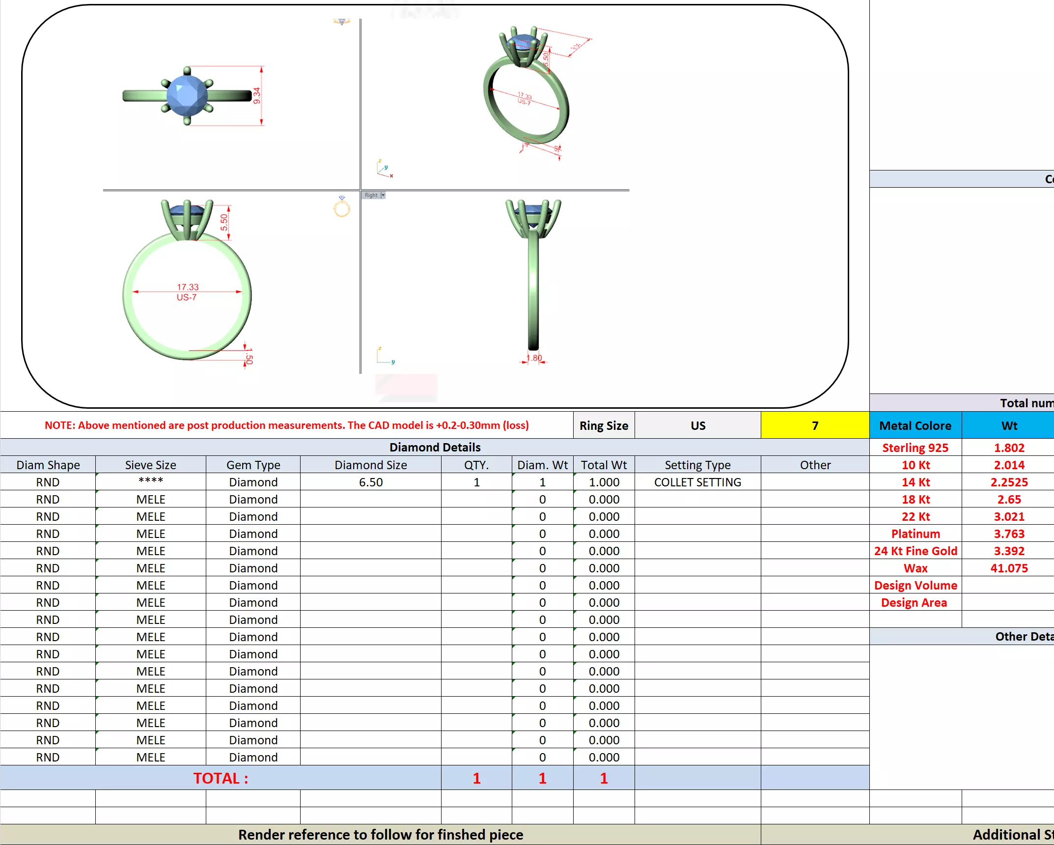 1Ct Solitaire Round Diamond Engagement Ring 3DM STL Video 3D print model_13