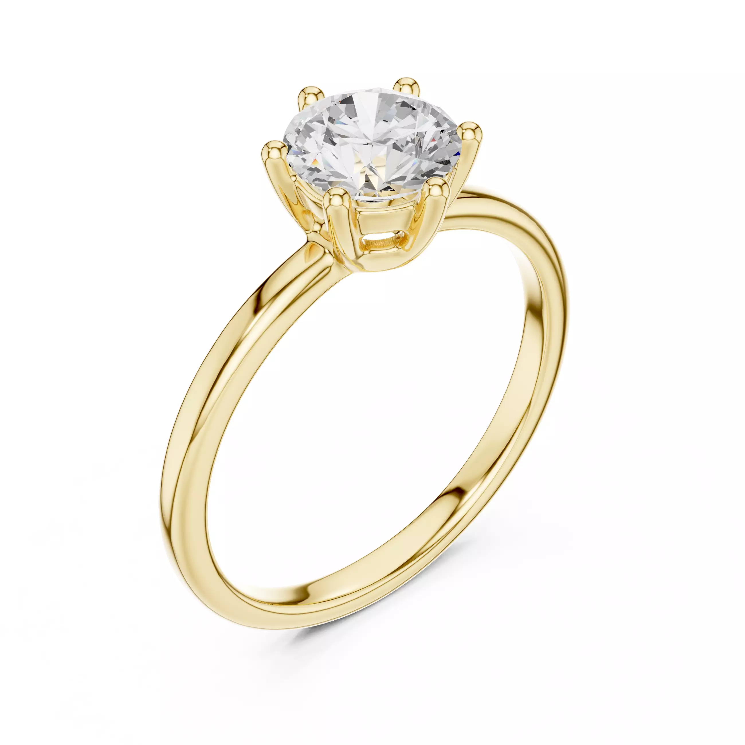 1Ct Solitaire Round Diamond Engagement Ring 3DM STL Video 3D print model_7