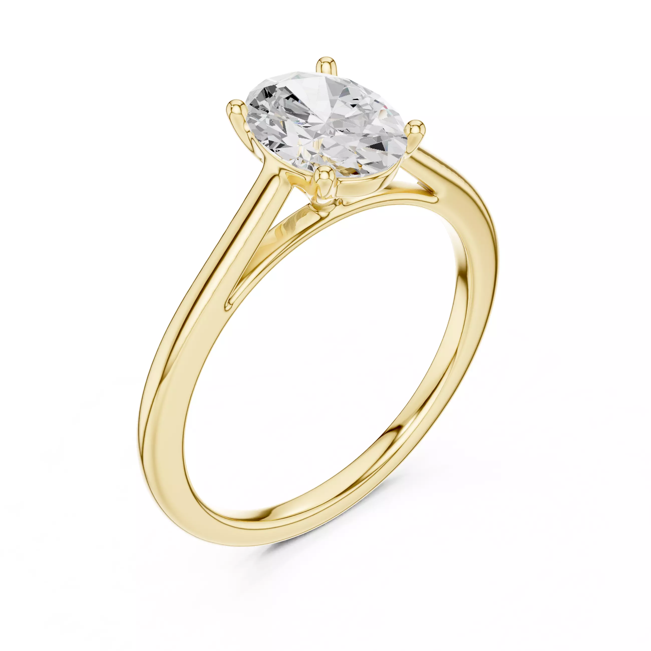 1CT Solitaire Oval Cut Diamond Engagement Ring 3DM STL Video 3D print model_7