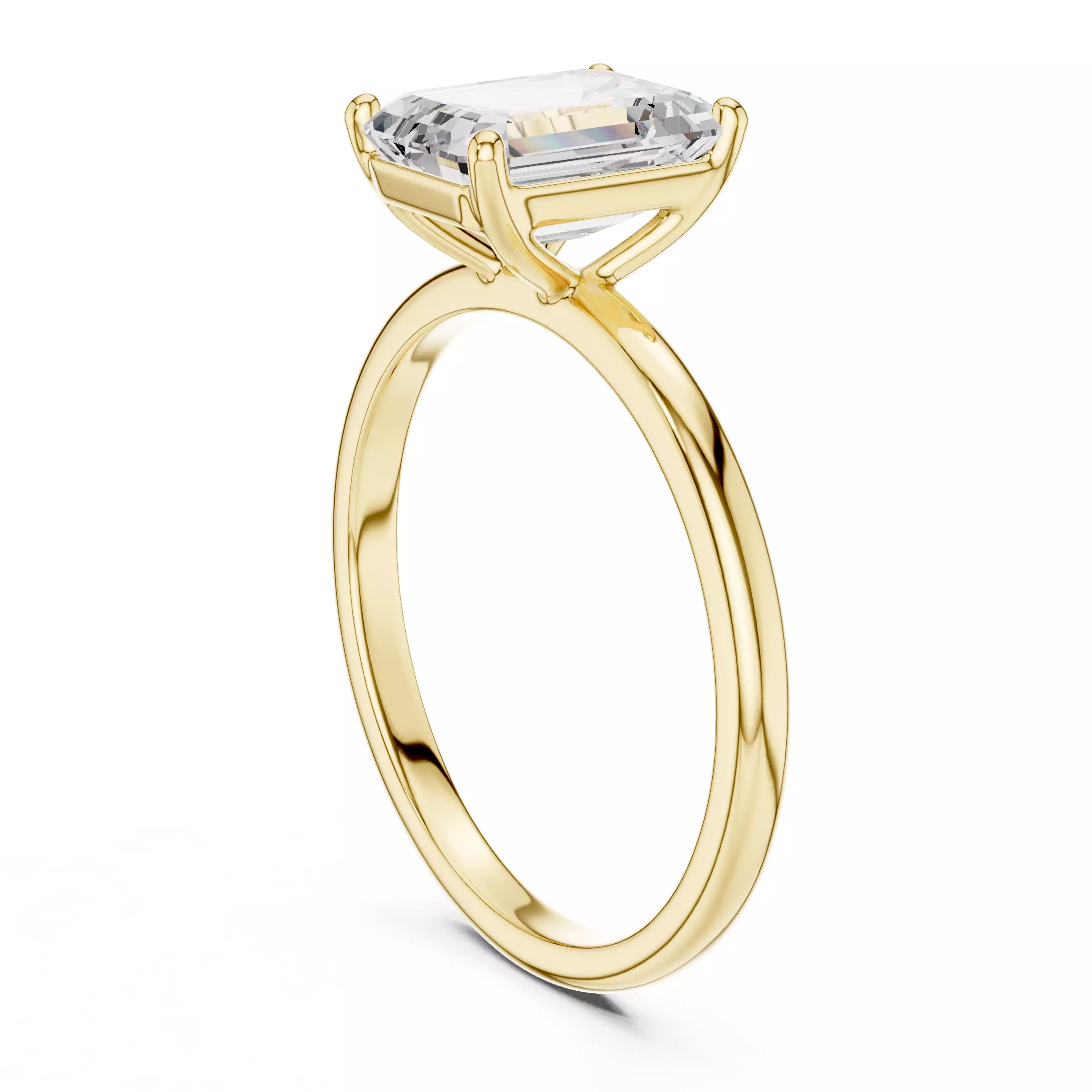 2CT Emerald Cut Solitaire Diamond Wedding Ring 3DM STL Video 3D print model_6