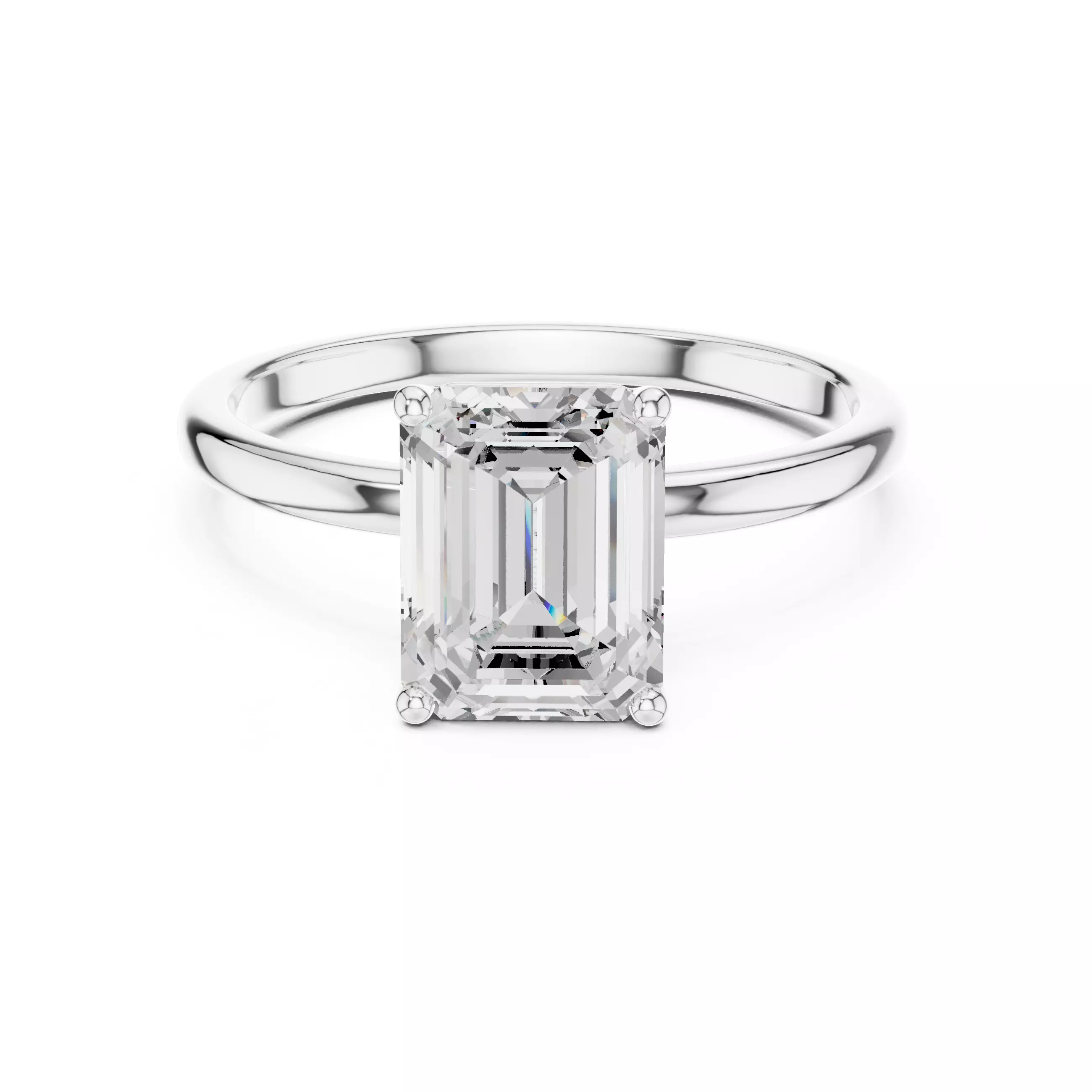 2CT Emerald Cut Solitaire Diamond Wedding Ring 3DM STL Video 3D print model_2