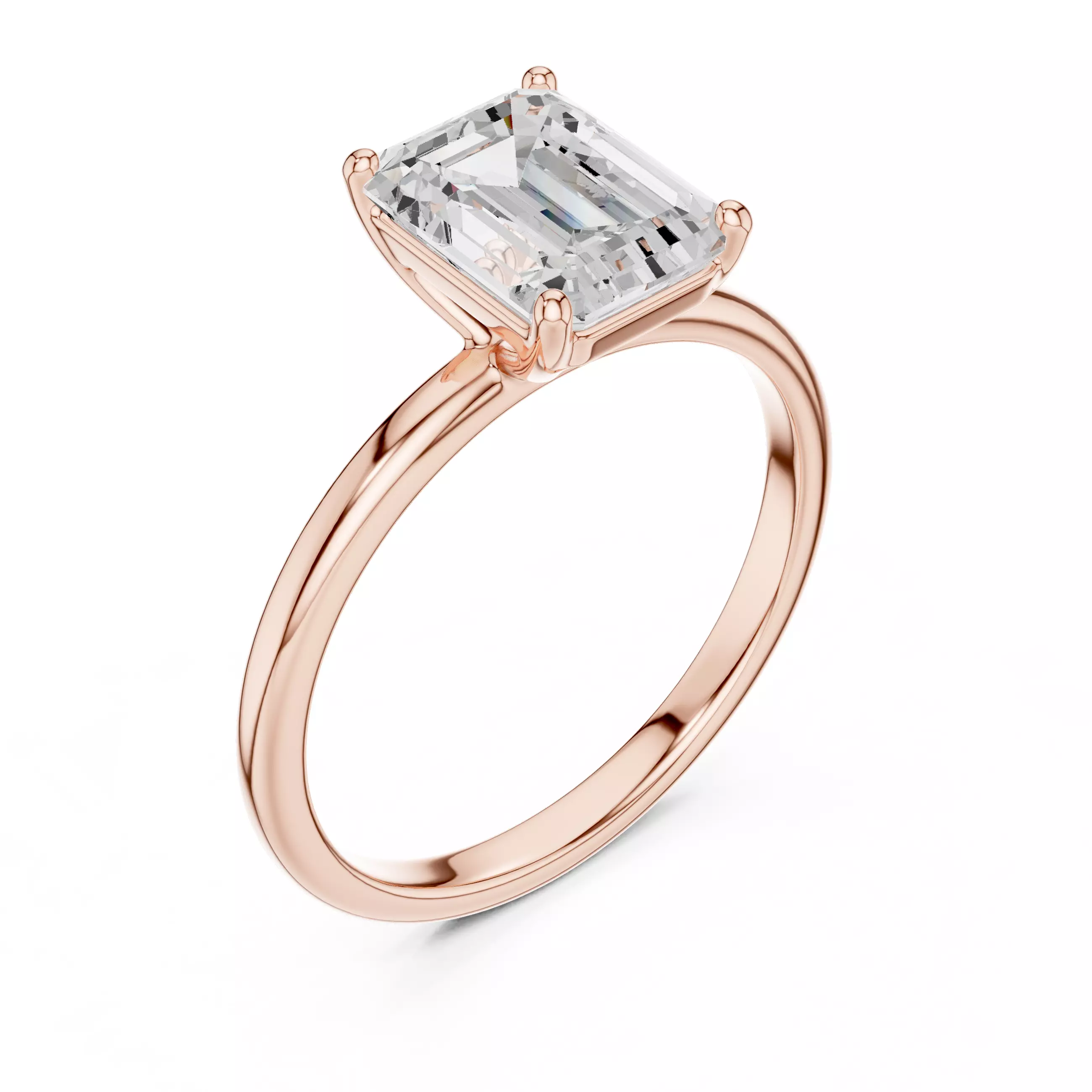 2CT Emerald Cut Solitaire Diamond Wedding Ring 3DM STL Video 3D print model_4