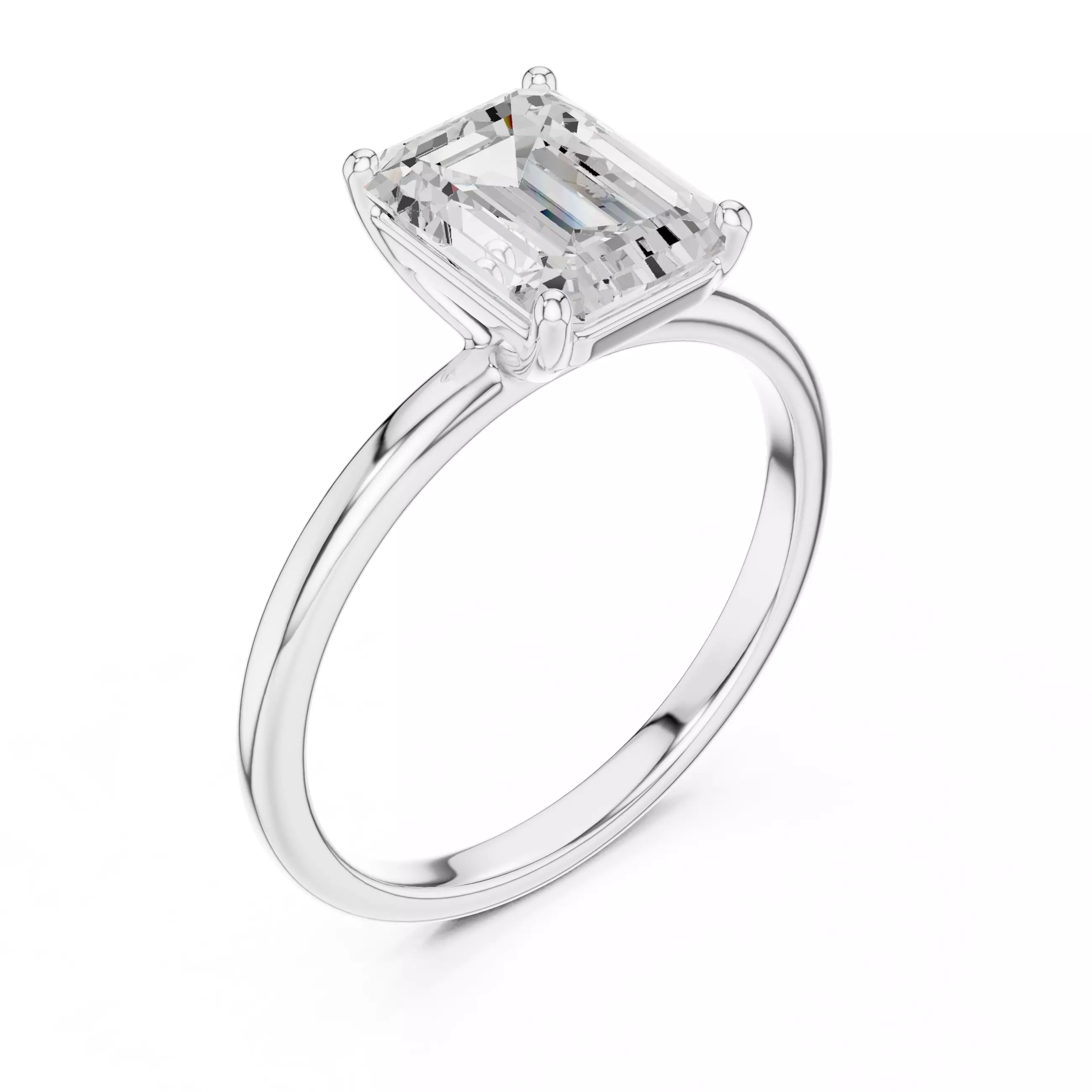 2CT Emerald Cut Solitaire Diamond Wedding Ring 3DM STL Video 3D print model_10