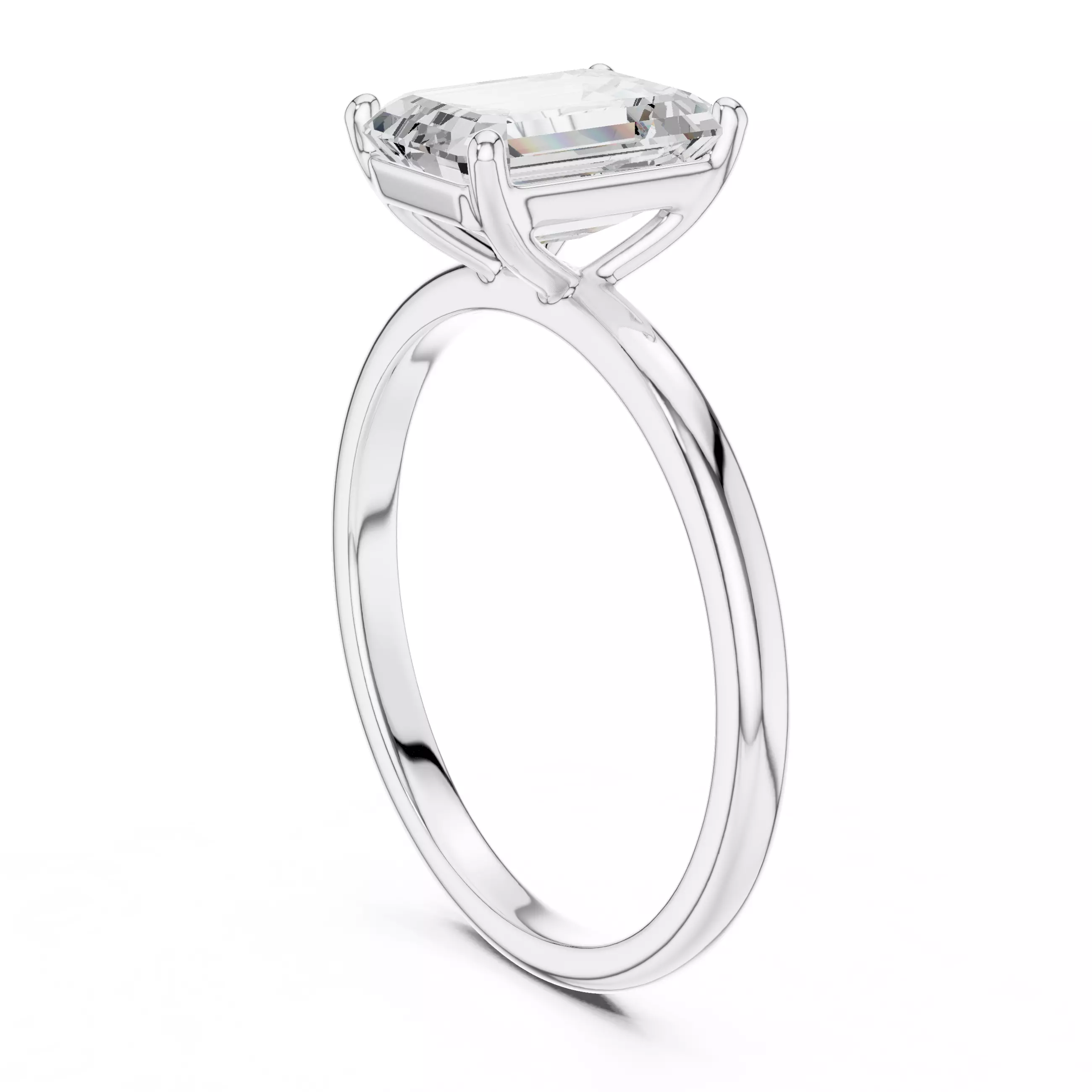 2CT Emerald Cut Solitaire Diamond Wedding Ring 3DM STL Video 3D print model_9