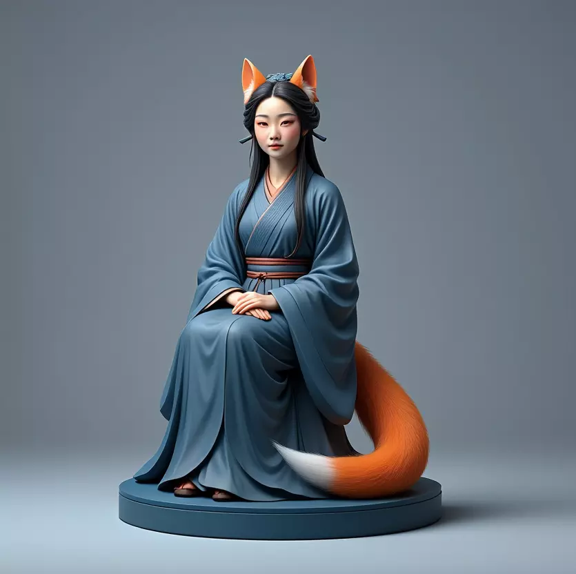 1996COLOR Fox Spirit Woman in Pu Song Ling Style 3D print model