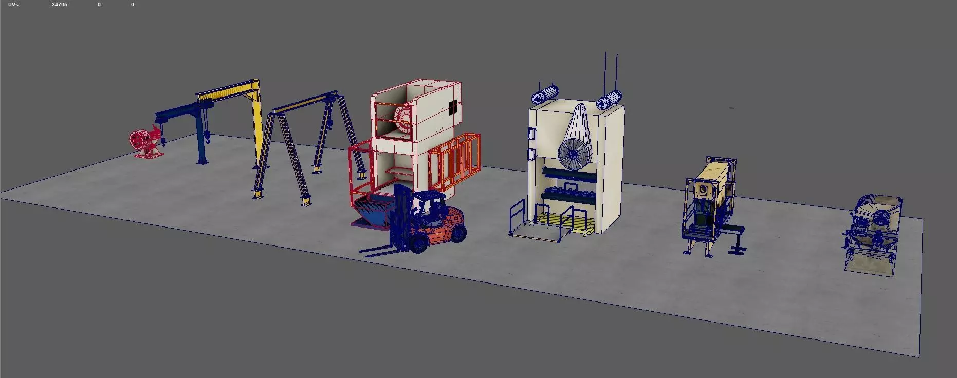 Industrial Machinery Vehicles Set High-Quality 3D Assets Low-poly 3D model_0