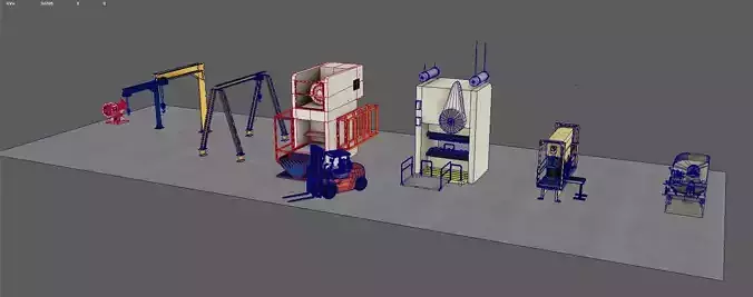 Industrial Machinery Vehicles Set High-Quality 3D Assets Low-poly 3D model